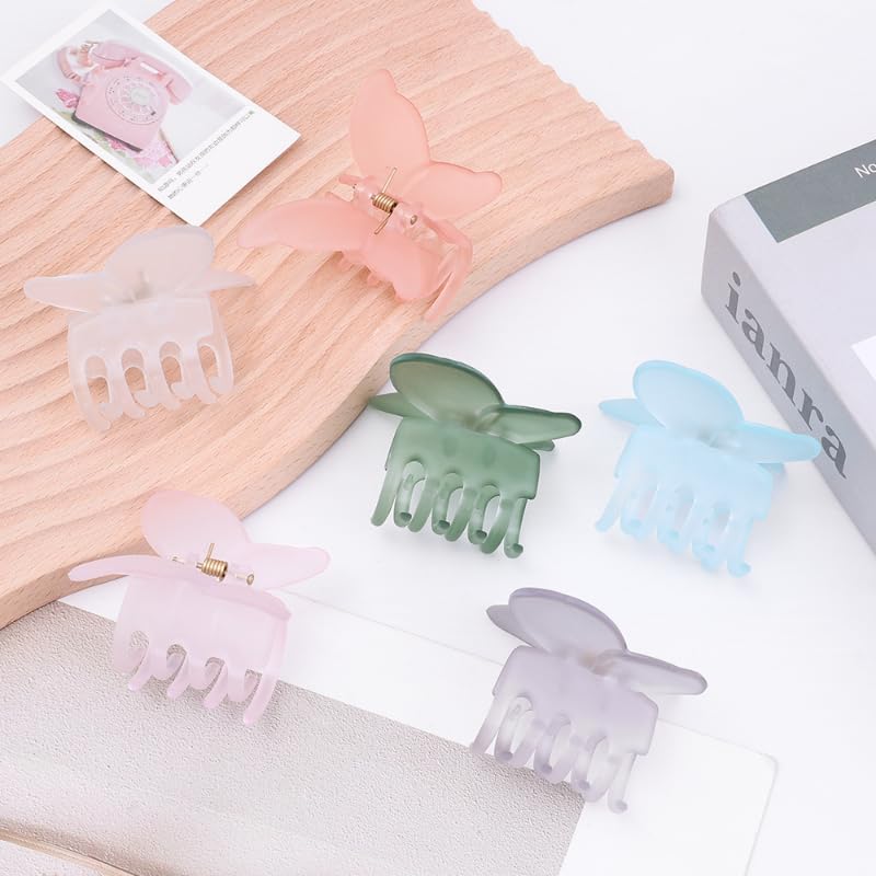 4PCS Mini Butterfly Hair Clips - Korean Style Transparent Hair Claws for Women & Girls | Perfect for School, Work, Parties & Everyday Hairstyling