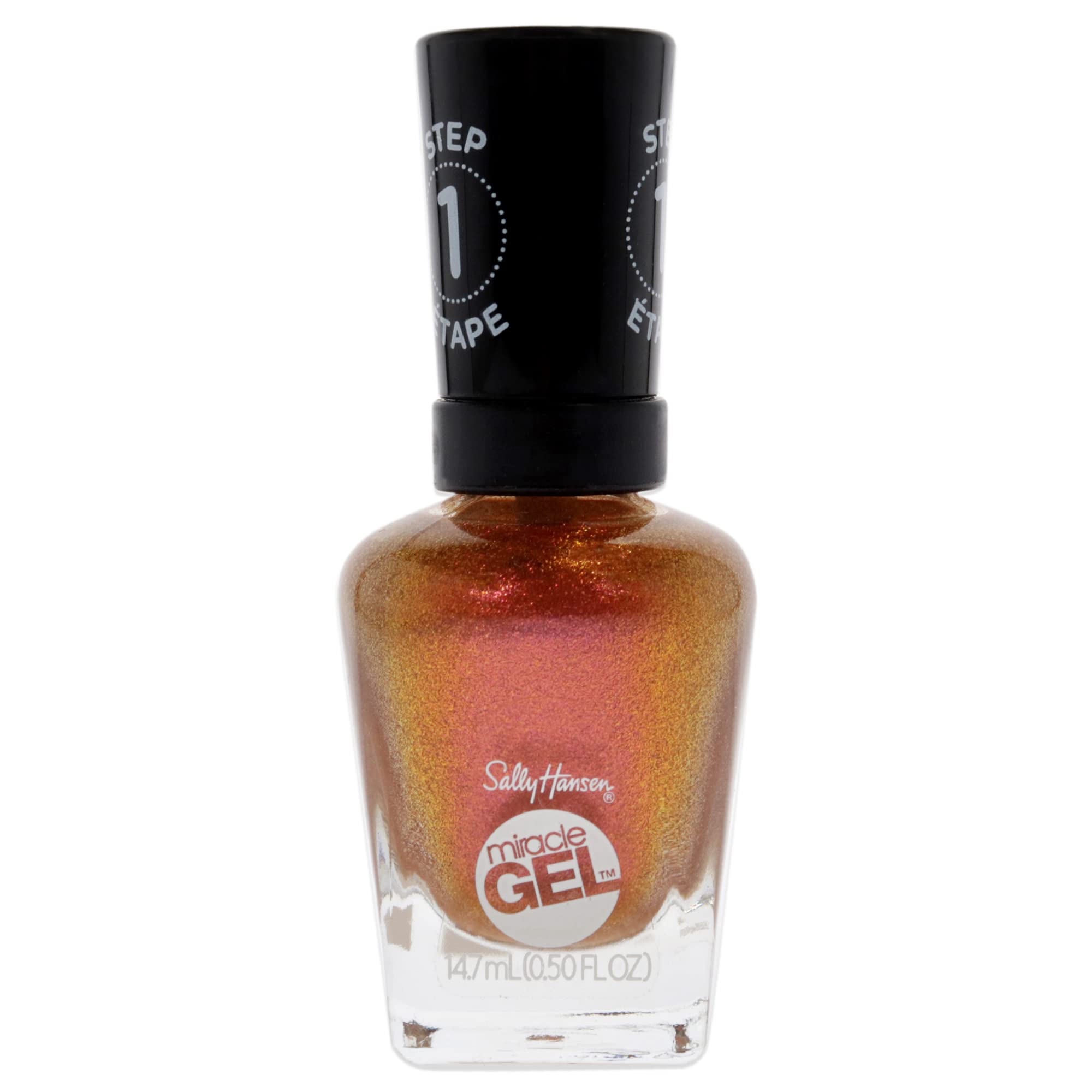 Sally Hansen Miracle Gel™ Nail Polish - Sundown Socialite Orange Glitter, Long Lasting Gel-Like Formula, No UV Lamp Needed, Chip Resistant - Perfect for Parties, Holidays & Everyday Wear