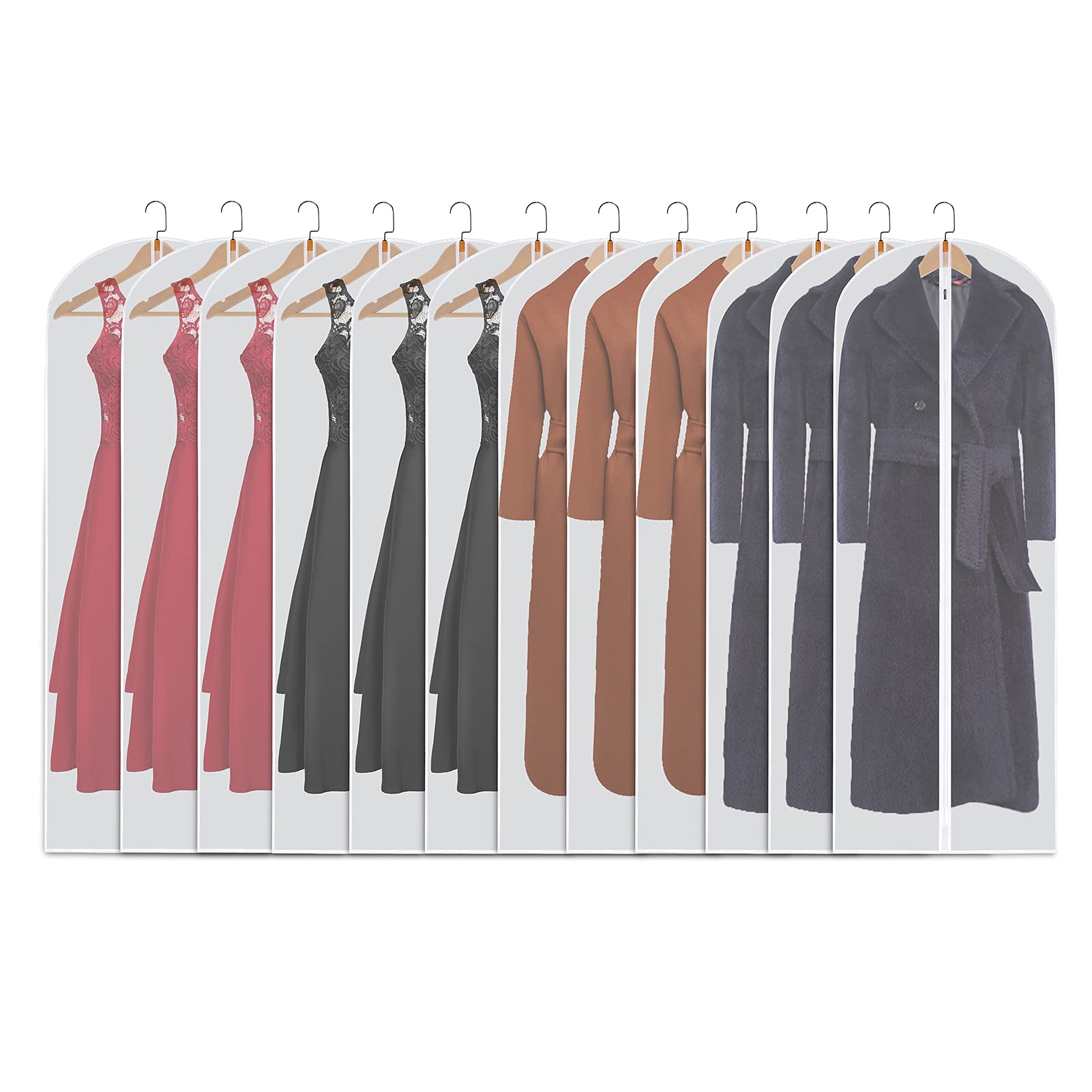 12 Pack Clear Hanging Garment Bags - 24