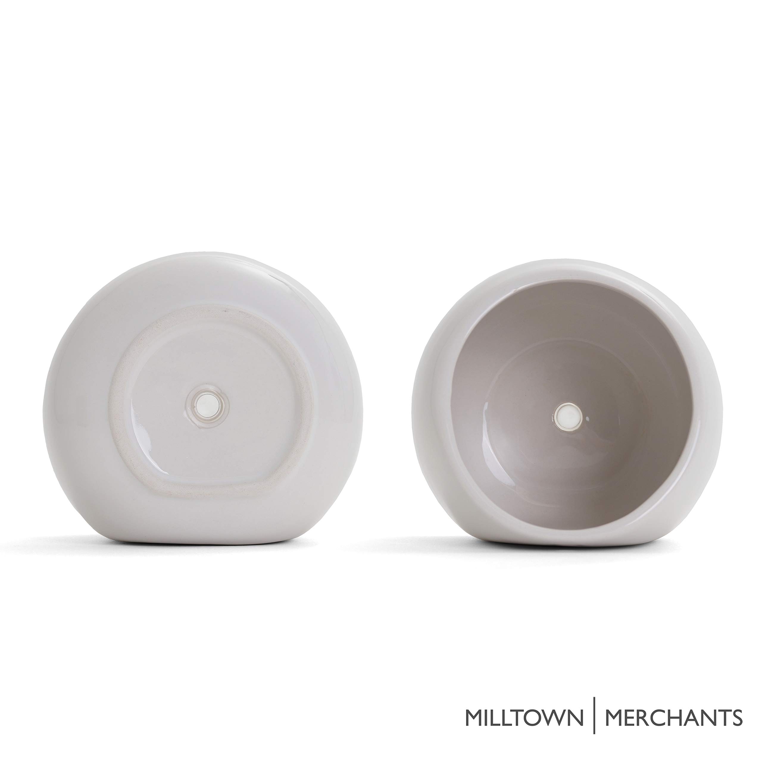 Modern White Ceramic Succulent Wall Planters - 2 Pack Hanging Vases for Living Walls | Indoor/Outdoor Home Decor, Office Plants, Vertical Garden Decorations