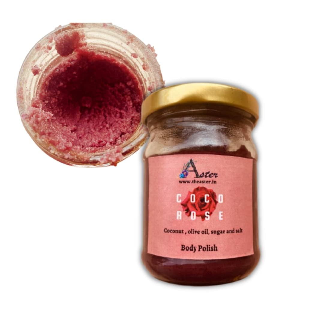 Organic COCO ROSE Body Scrub - Handmade Exfoliating & Cleansing Polish for Glowing, Smooth & Soft Skin - Paraben & SLS Free - 100g - Perfect for Spa Day, Dry Skin Care & Self-Care Routine