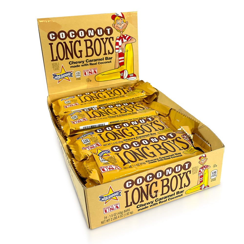 Atkinson Long Boy Coconut Bar - 1.5oz (24 Count) | Delicious Coconut Snack Bars for Hiking, Camping & On-the-Go Energy Boost