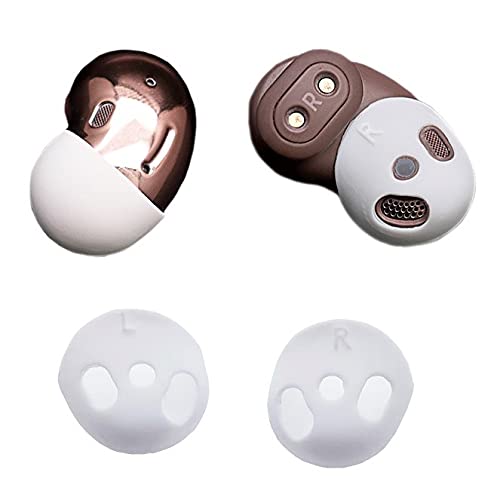 Soft Silicone Earbud Tips for Galaxy Buds Live - Secure Fit & Non-Slip - 2 Pairs White - Perfect for Workouts & Travel