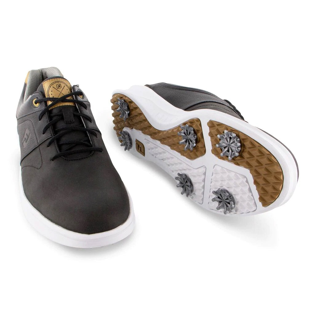 FootJoy Contour Series Men's Golf Shoes - Black Spiked Golf Shoes for Men | Waterproof & Comfortable Golf Footwear for Walking Courses & Tournaments