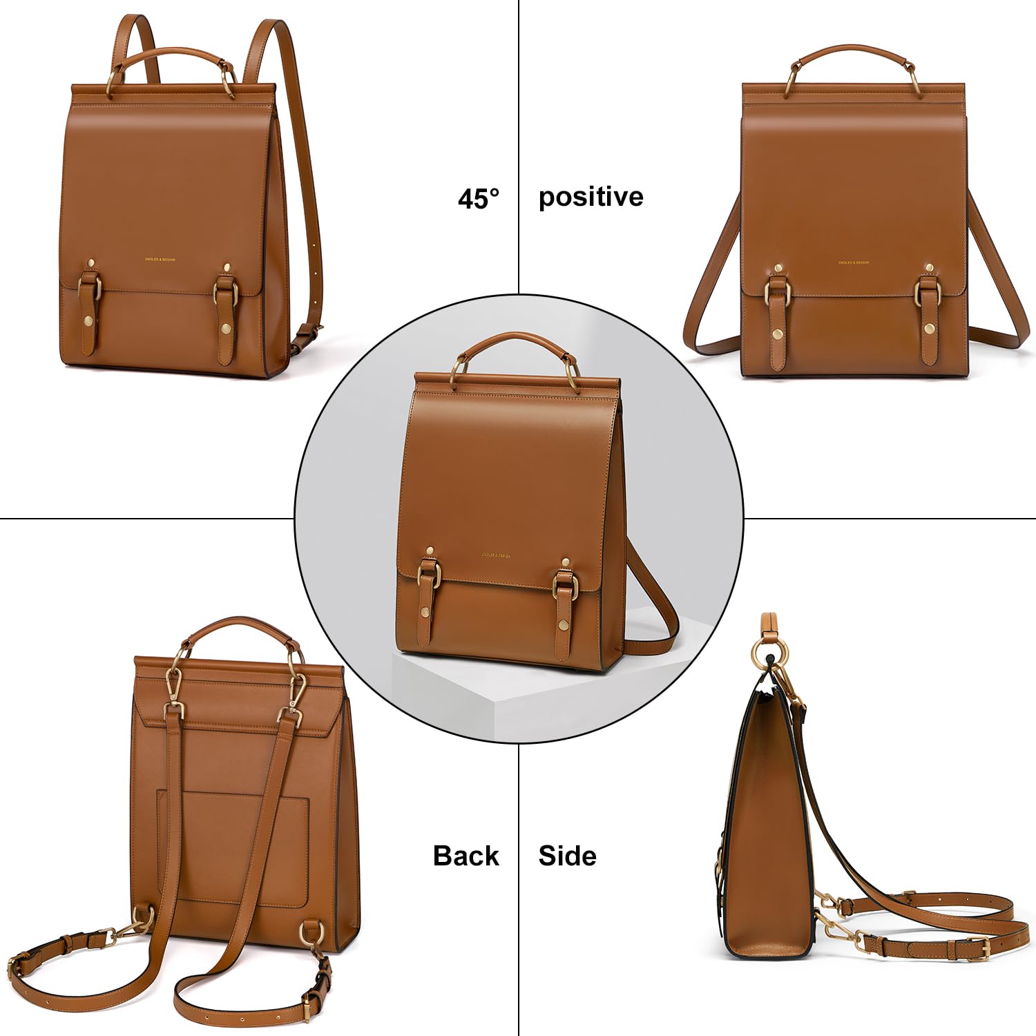 Vintage Leather Backpack for Women - Fashion Travel & College Bag (Orange)