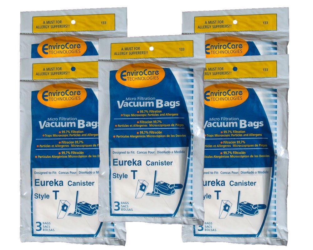**EnviroCare Replacement Vacuum Dust Bags - 15 Pack Micro Filtration Bags Compatible with Eureka Style T Canister Vacuums | Ideal for Home Cleaning & Pet Hair Removal**