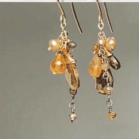 Sparkling Gold Gemstone Dangle Earrings for Women - Elegant Party & Wedding Jewelry Gift