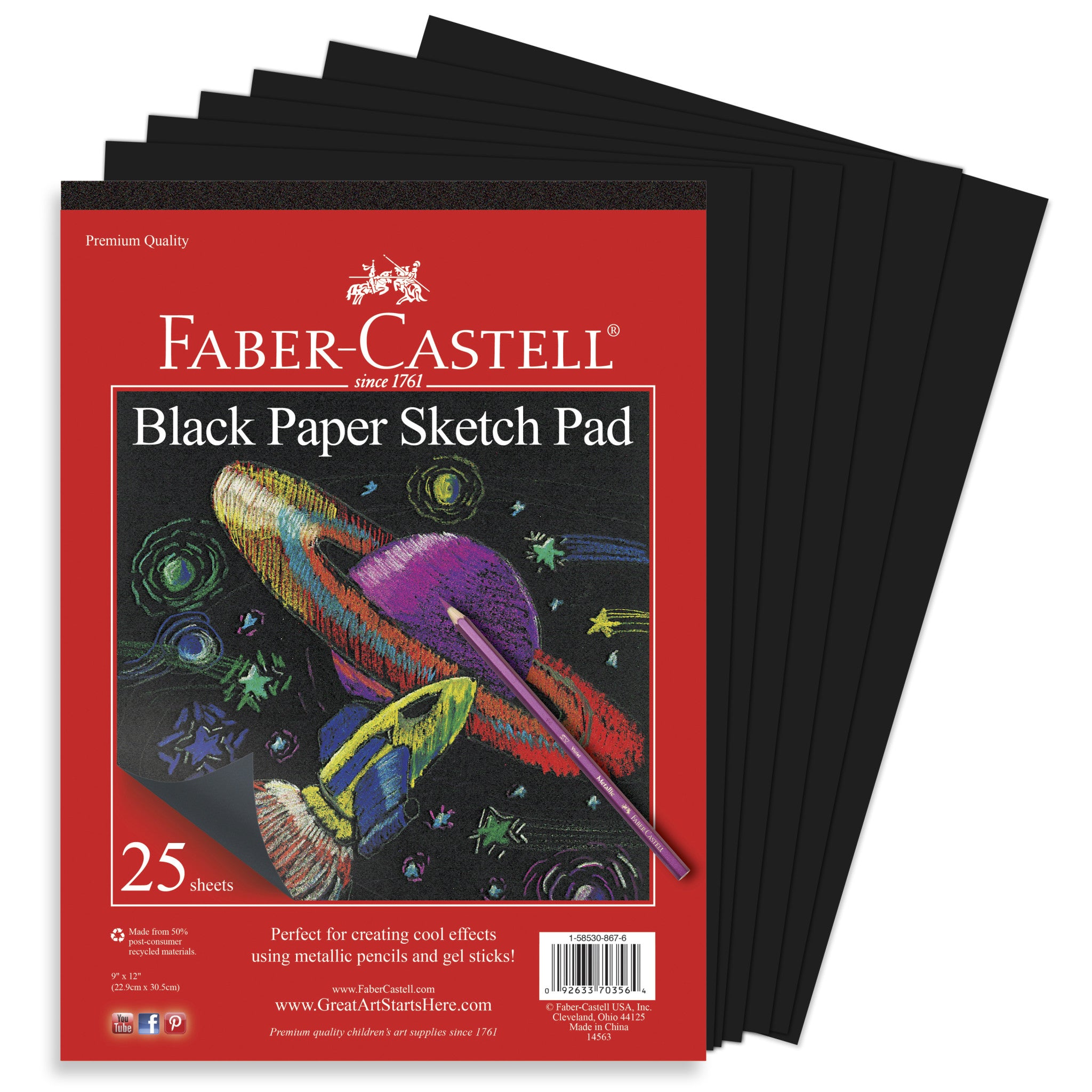 Premium Black Paper Sketch Pad - 50 Sheets for Artists & Drawing - Ideal for Charcoal, Pastel & Pencil Sketching - Perfect for Art Classes, Studio Work & Creative Projects #14563