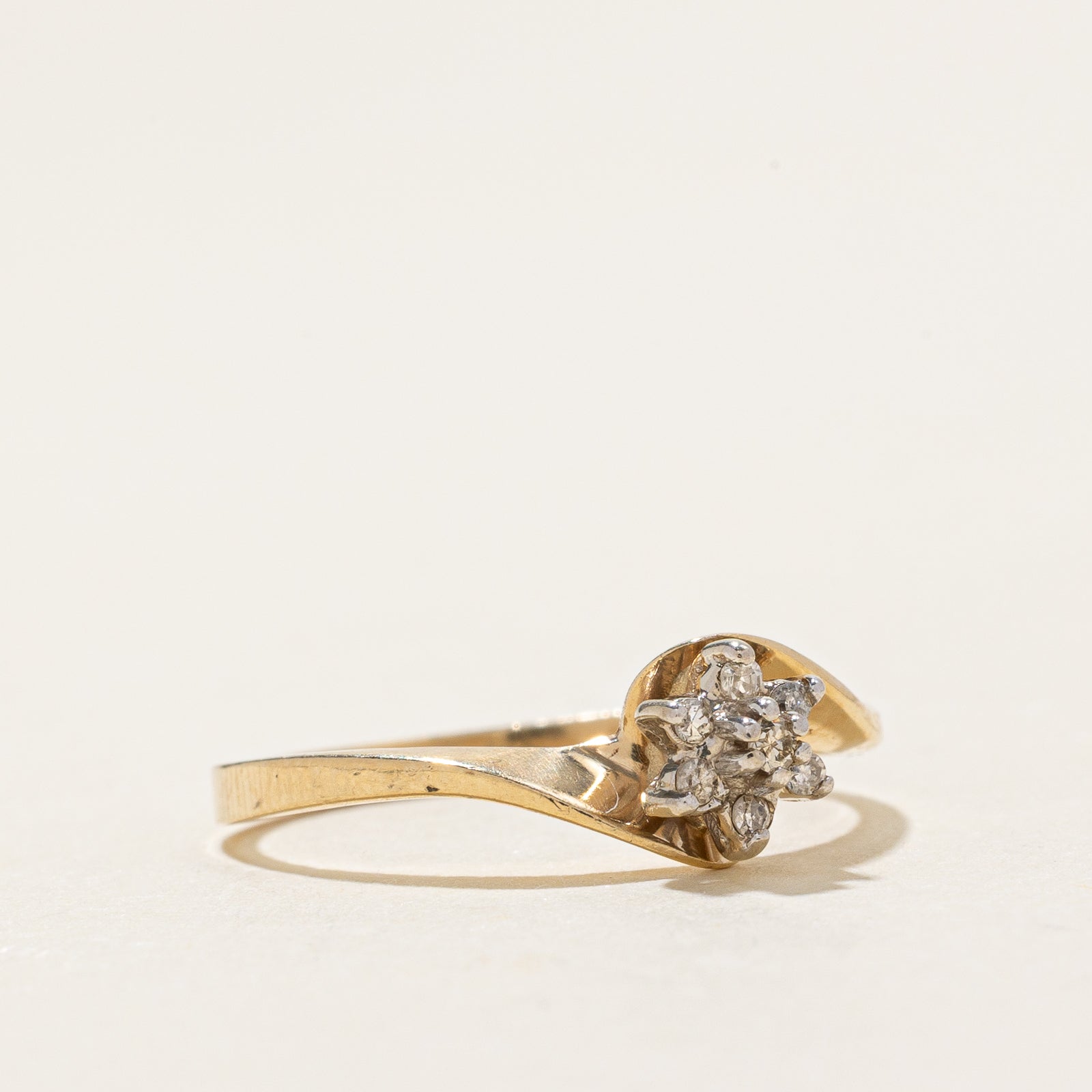 0.07ctw Diamond Petal Bypass Ring - Size 5.75 | Elegant Stackable Wedding Band, Anniversary Gift for Her | Perfect for Bridal Jewelry & Special Occasions