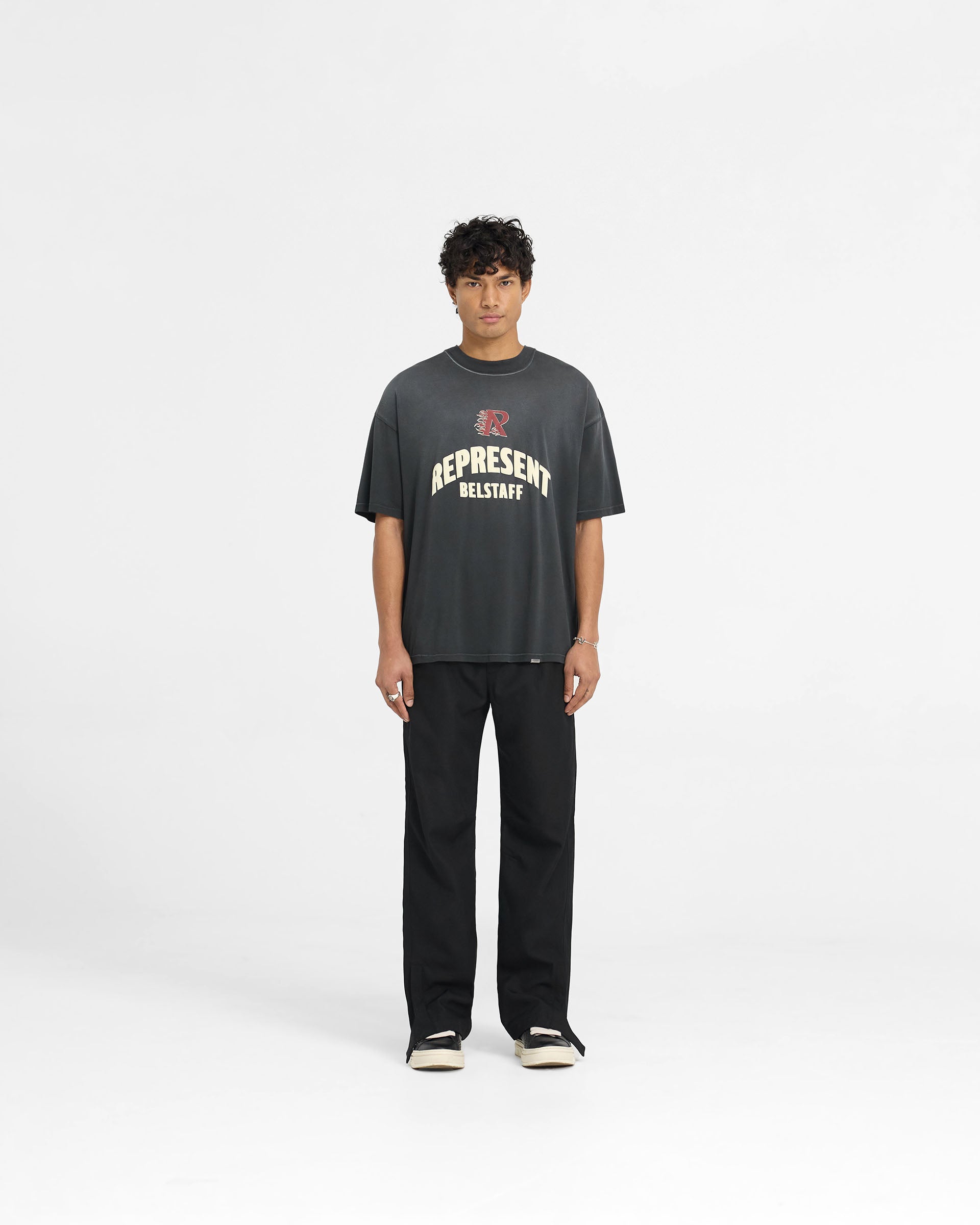 Represent X Belstaff Flame Phoenix Graphic T-Shirt - Shadow Black - Stylish Streetwear for Men & Women - Perfect for Casual Outfits, Concerts, and Urban Fashion