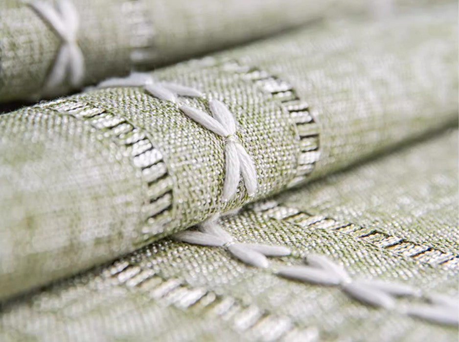 Premium Rectangular Tablecloth for Kitchen & Dining Room - Modern Farmhouse Green Cotton Linen Table Cover - Perfect for Dinner Parties, Holiday Gatherings & Everyday Use