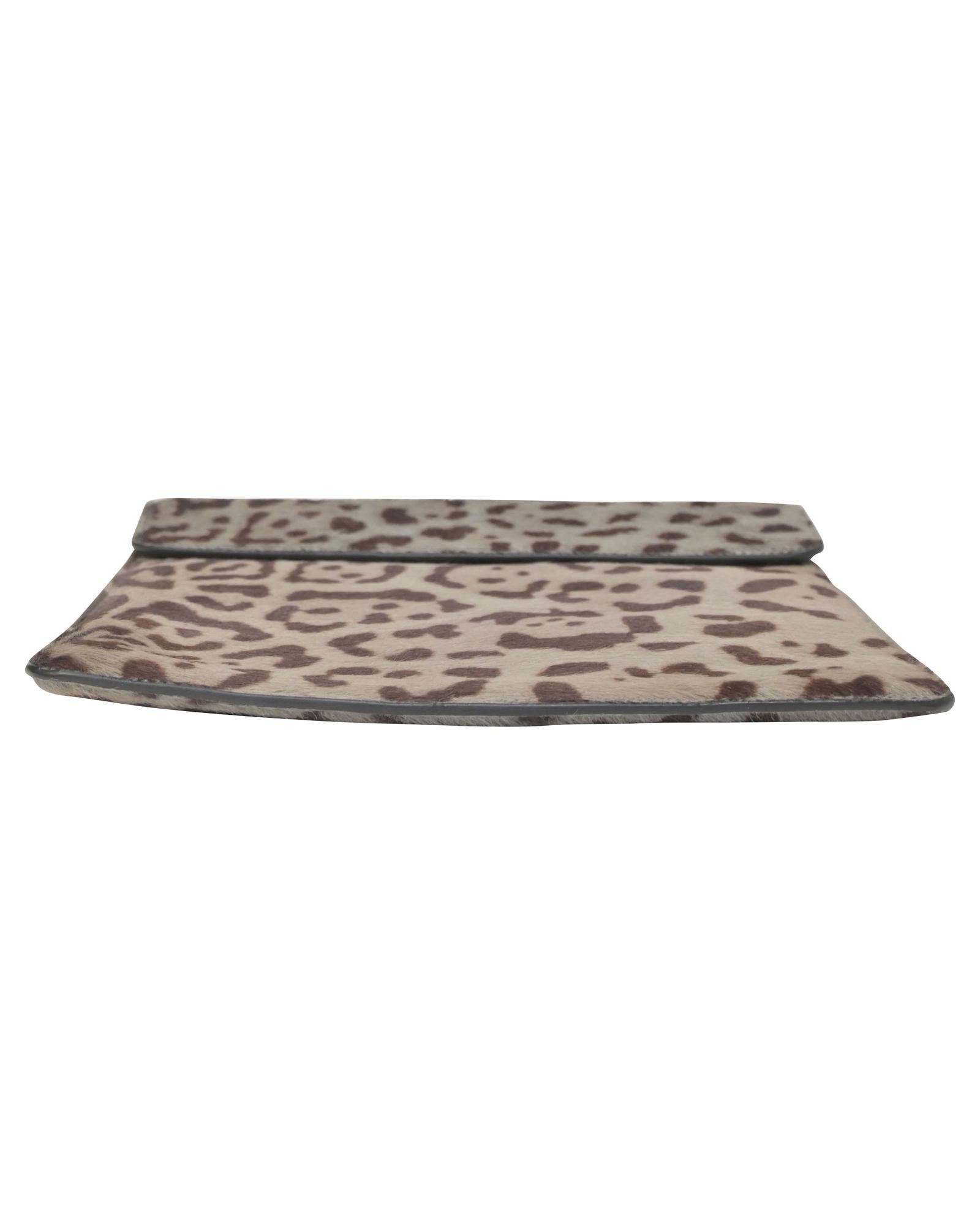 Luxury Calf Hair Leopard Print Envelope Clutch Purse for Women - Elegant Evening Bag for Parties, Weddings & Special Occasions