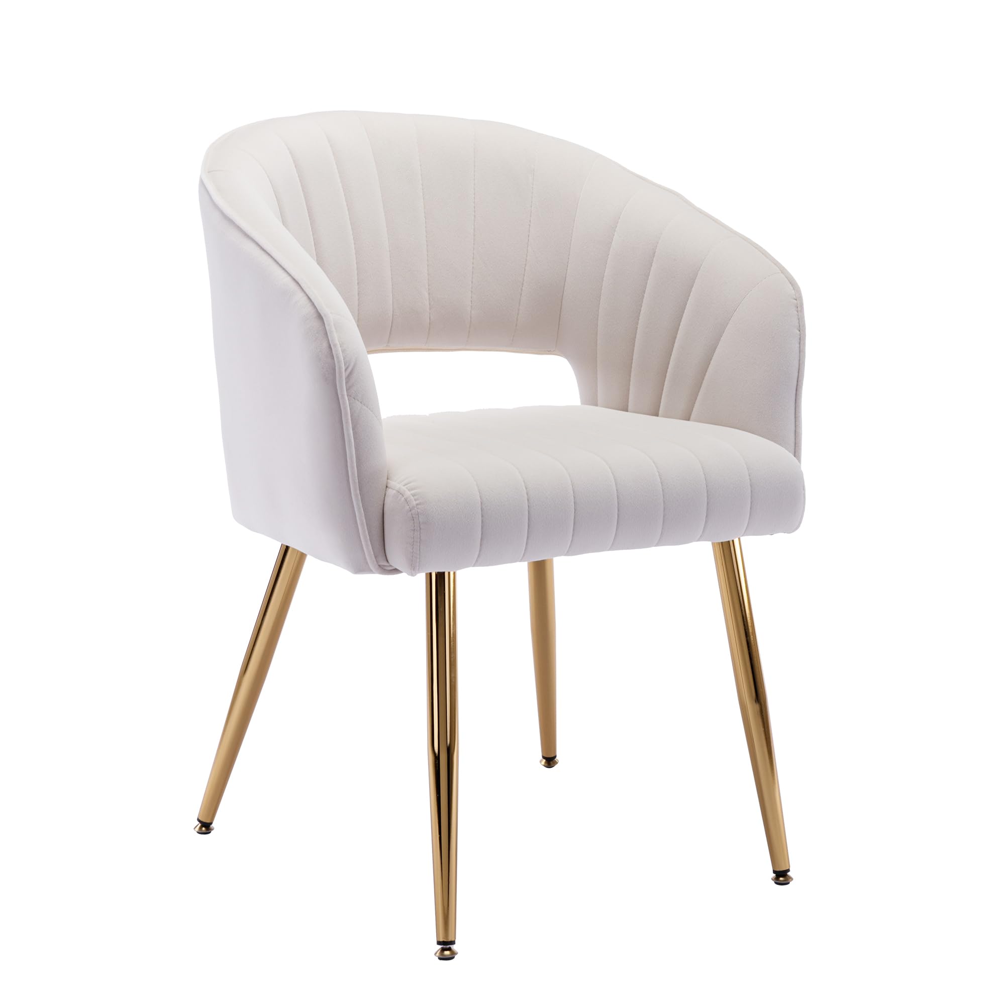 Velvet Tufted Desk Chair with Gold Legs - Ergonomic Home Office Chair for Women, Modern Upholstered Accent Armchair for Study, Computer Work & Living Room - Cream Velvet Seat (Perfect for Home Office, Study Nook & Cozy Reading Corner)