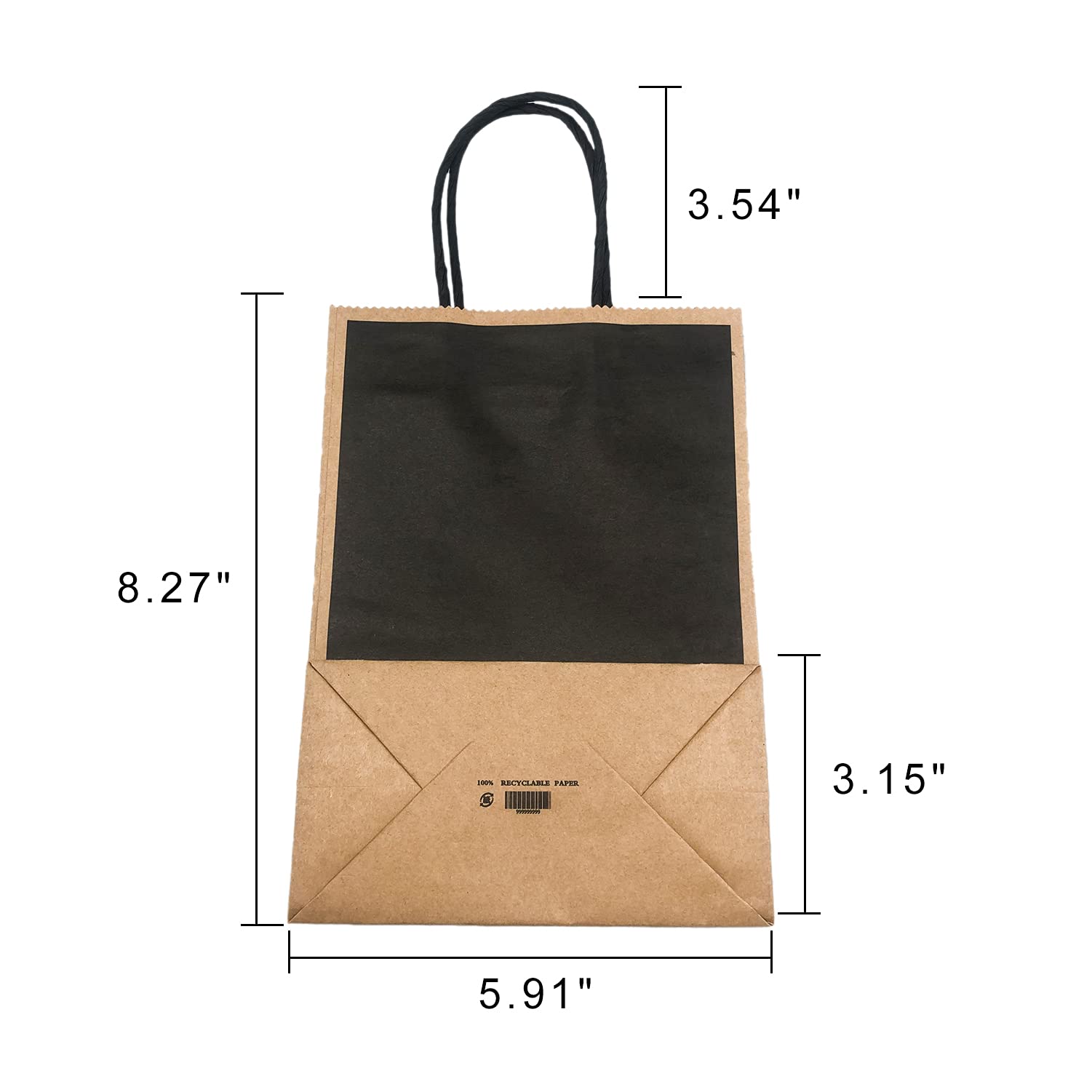 Eco-Friendly Custom Printed Kraft Paper Bags - 5.91x3.15x8.27 Inch (100 Pcs) | Reusable Shopping Bags, Merchandise Bags, Party Favors & Gift Bags | Perfect for Retail Stores, Weddings, Groceries & Eco-Conscious Packaging