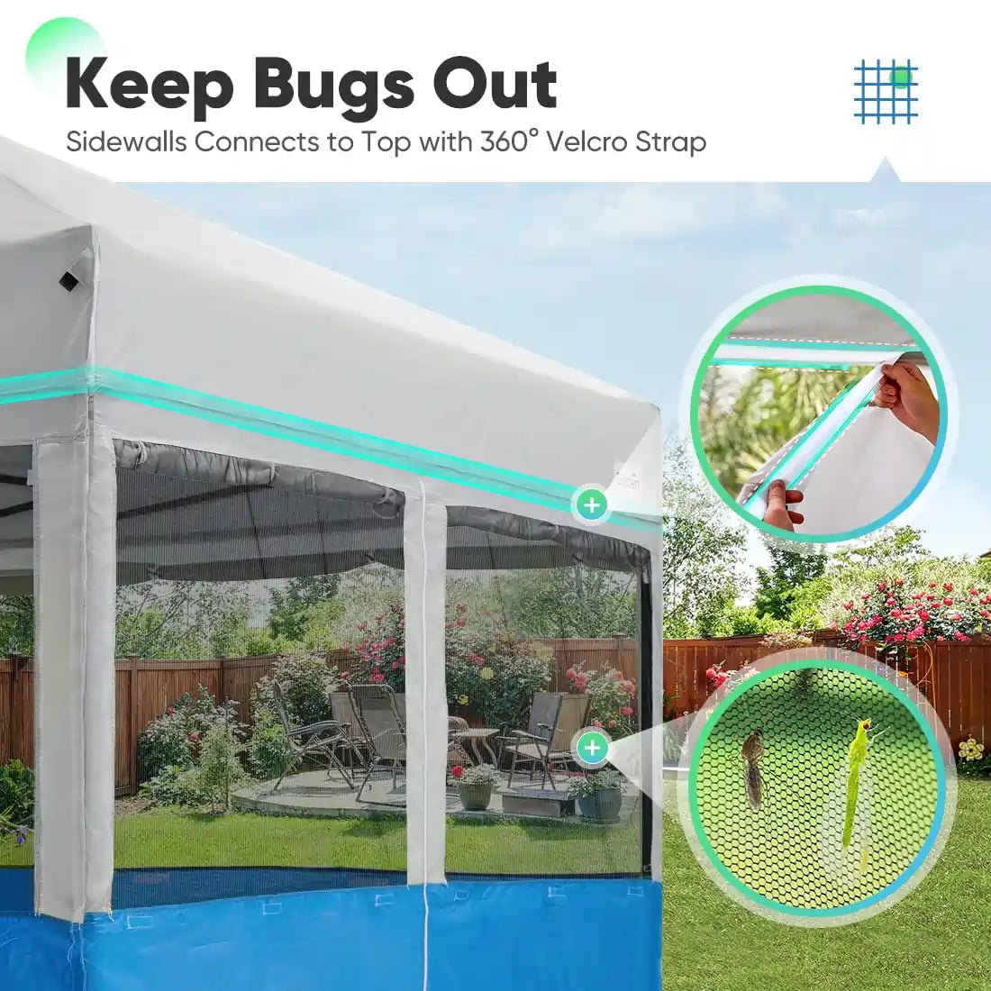 10' x 10' Two-in-One Screened Pop Up Canopy Tent - Perfect for Outdoor Camping, Picnics, Beach Parties & Backyard Gatherings