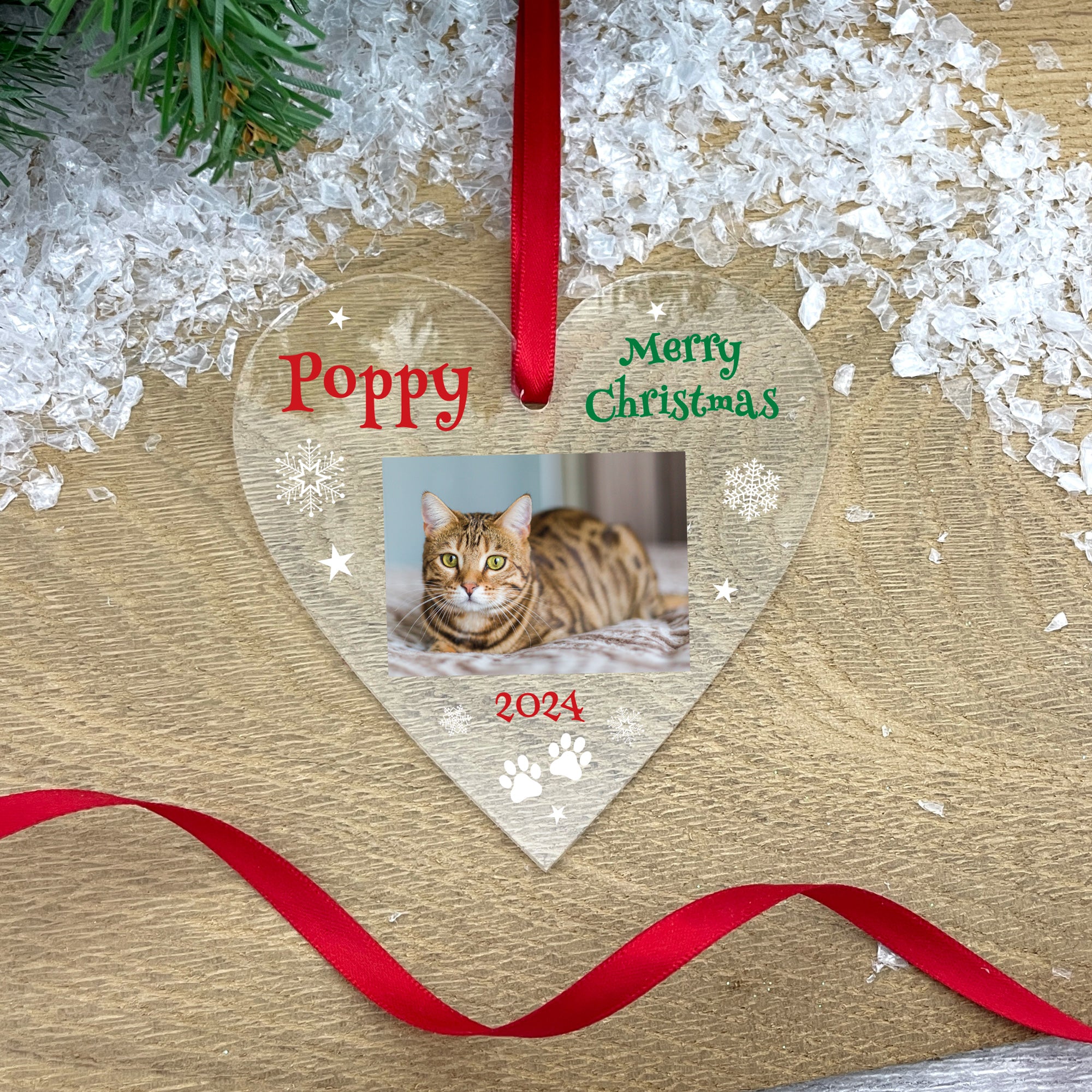 Personalized Pet Christmas Photo Acrylic Ornament - Custom Pet Portrait Hanging Decor for Dogs & Cats - Perfect for Holiday Tree Decorations, Gift Giving & Festive Home Decor