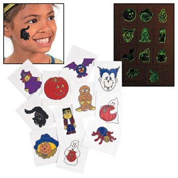 36 Pack Glow in the Dark Halloween Temporary Tattoos - Fun Party Favors for Kids & Adults - Perfect for Halloween Costumes, Night Parties & Trick or Treat