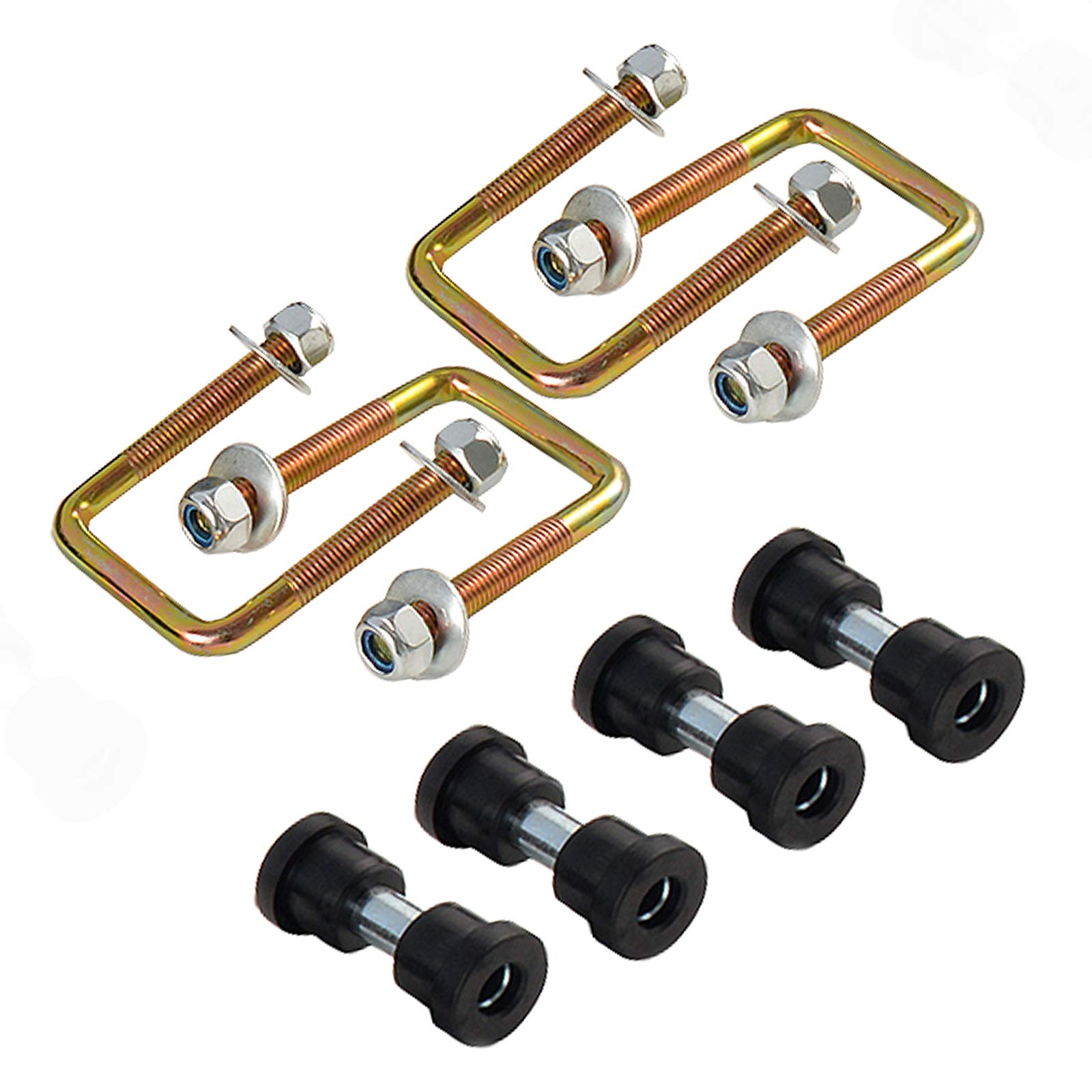 Roykaw Heavy Duty Golf Cart Rear Leaf Spring Kit for EZGO TXT Gas & Electric Models - Includes Bushings, Sleeves, U-Bolts (4 Stiff Springs) - OEM# 70247-G01, 70474-G01, 70505-G01, 603109 - Perfect for Golf Course Maintenance & Off-Road Vehicle Upgrades