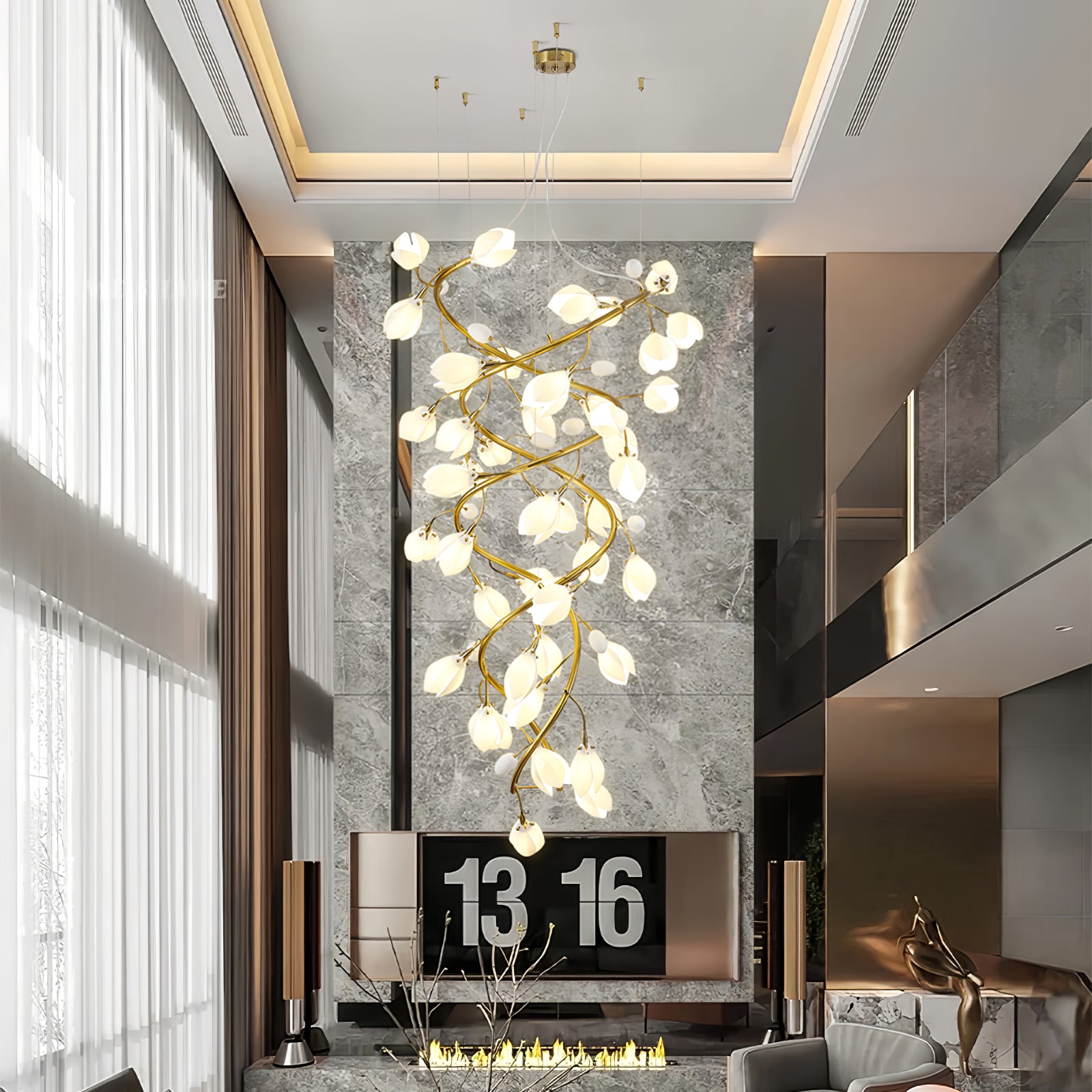 Lysandra Cascade Stairs Chandelier - Modern Crystal Ceiling Light Fixture for Dining Room, Living Room, Foyer | Elegant Home Decor Lighting for Weddings & Events