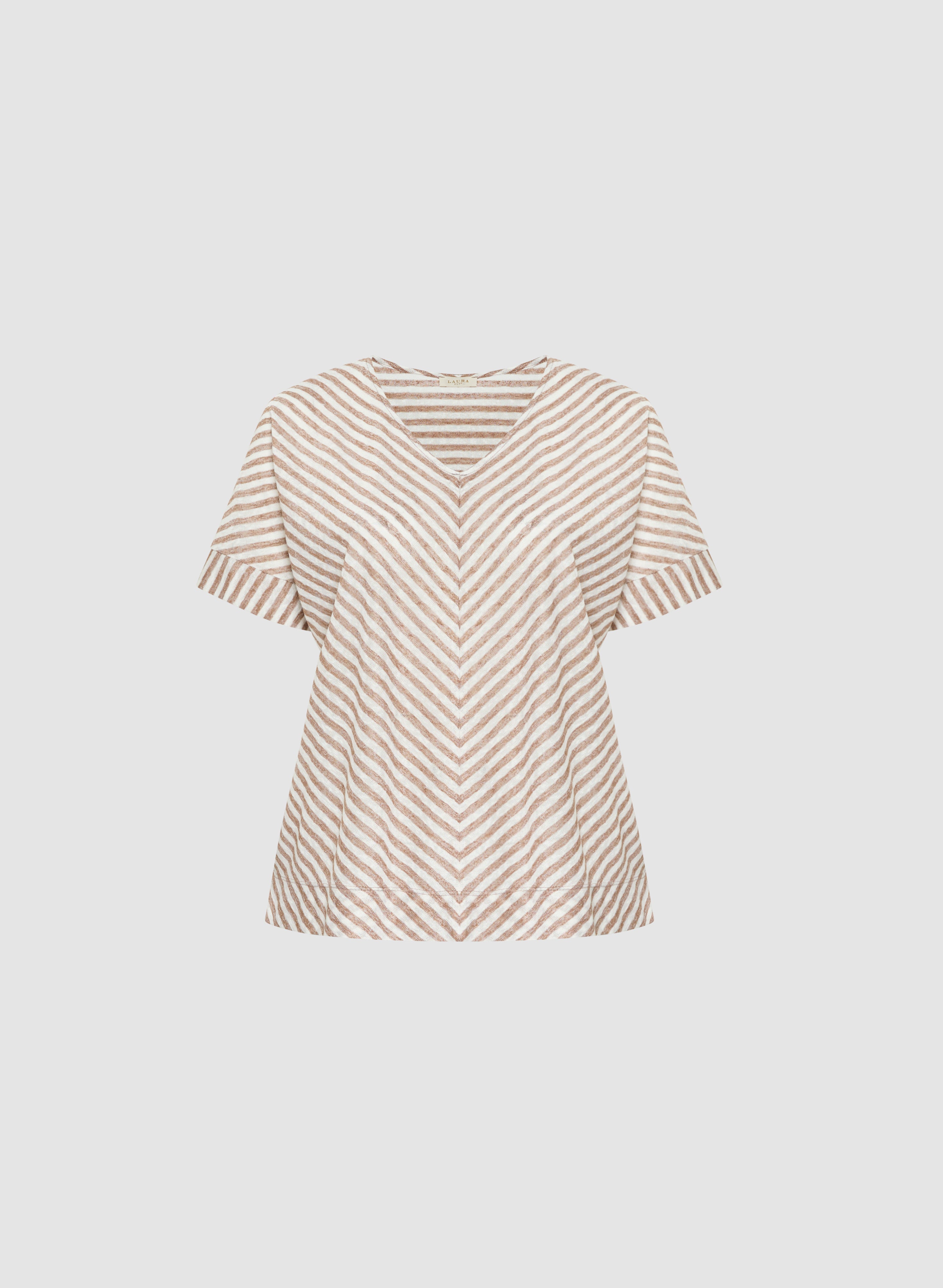 Diagonal Stripes Short Sleeve T-Shirt for Women - Casual Summer Fashion Top - Perfect for Beach Outings, Picnics, and Weekend Wear