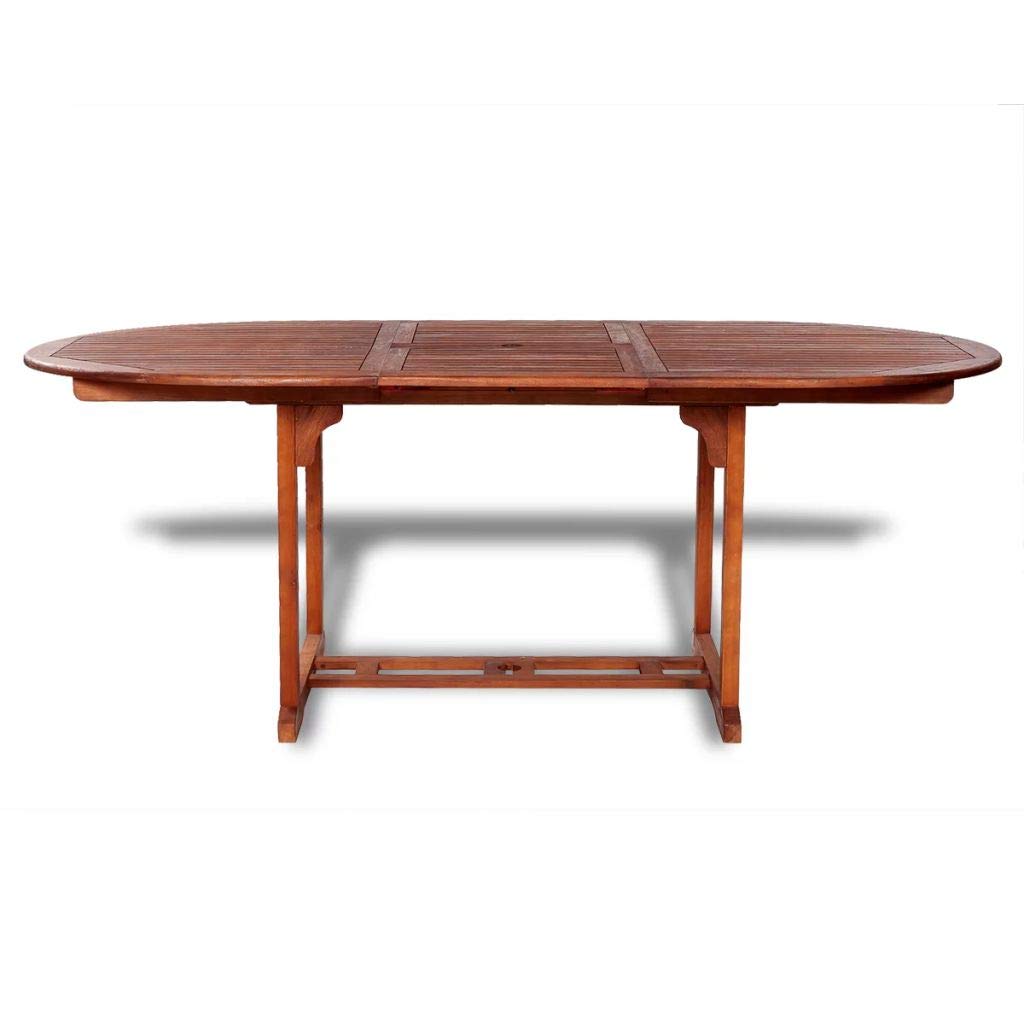 Outdoor Dining Table Folding Garden Table with Umbrella Hole - Solid Acacia Wood Patio Furniture for Backyard, Deck, and Poolside Entertaining