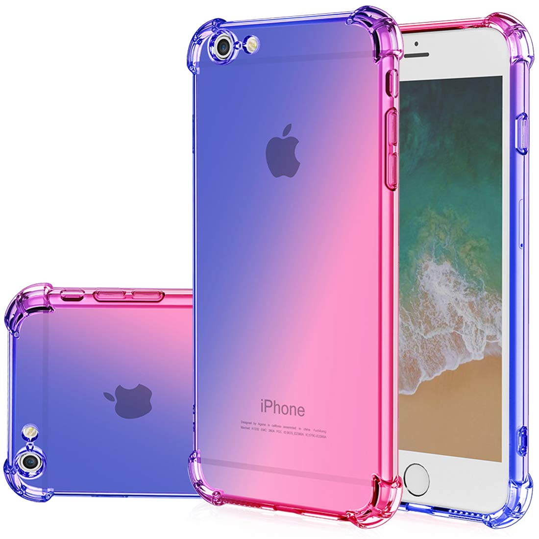 Premium Slim Clear TPU Shockproof Phone Case for iPhone 6/6s - Gradient Blue/Pink, Anti-Scratch & Protective Cover | Perfect for Everyday Use, Travel & Outdoor Activities