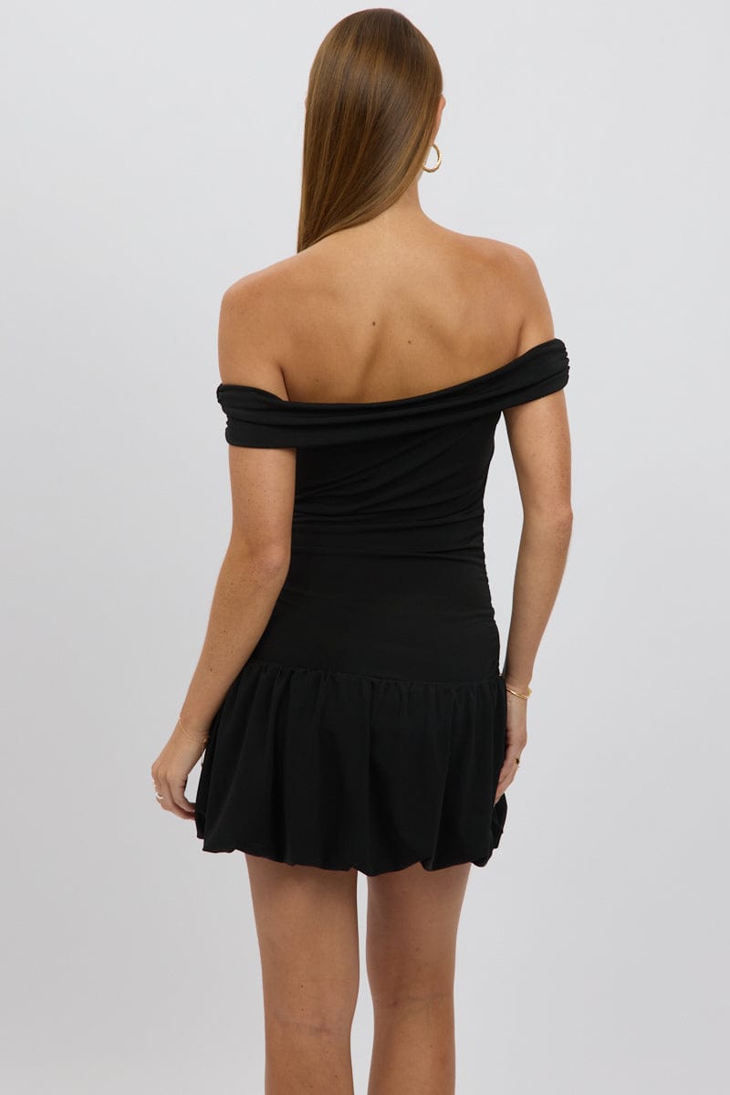 Elegant Black Bubble Dress Off Shoulder - Women's Party & Evening Gown for Cocktail Dresses, Date Night & Special Occasions