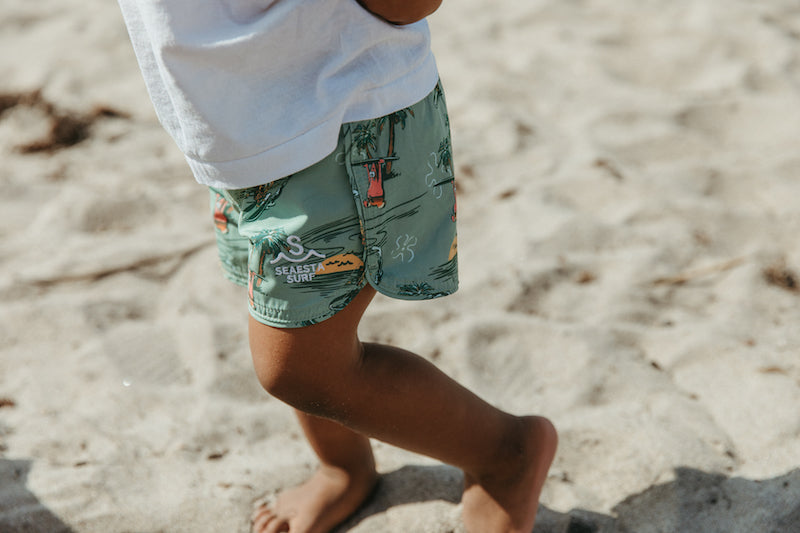 Seaesta Surf x SpongeBob® Tropical Swim Trunks - Plankton Green - Quick-Dry Beach Shorts for Men & Women - Perfect for Surfing, Swimming & Summer Vacations