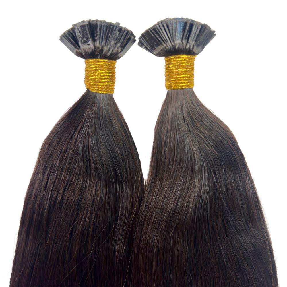 Natural Black Straight Flat Tip Hair Extensions - Clip-in Human Hair for Length & Volume - Perfect for Daily Styling, Parties & Special Occasions