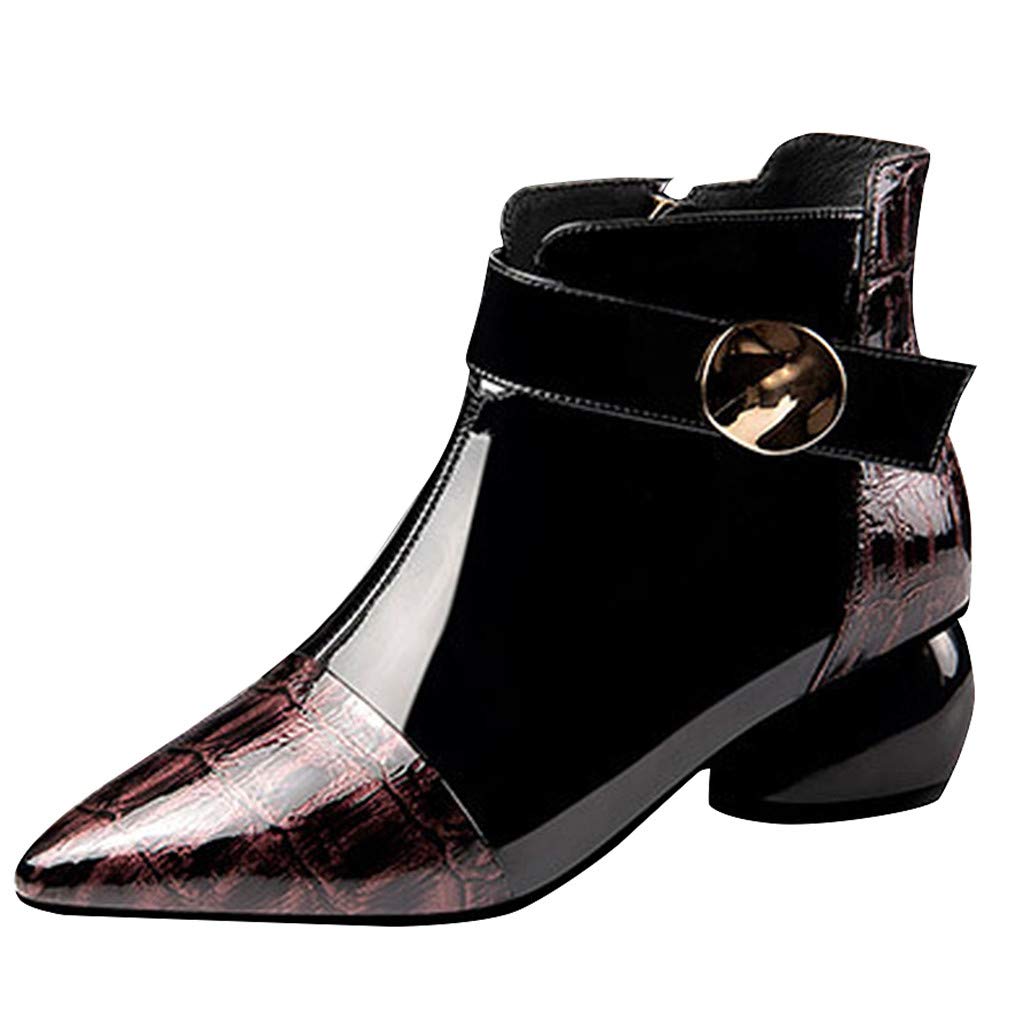 Vedolay Women's Winter Boots - Mixed Colors, Zipper & Buckle Design, Pointed Toe Party Shoes for Women | Stylish & Comfortable for Holiday Parties, Night Out & Winter Fashion