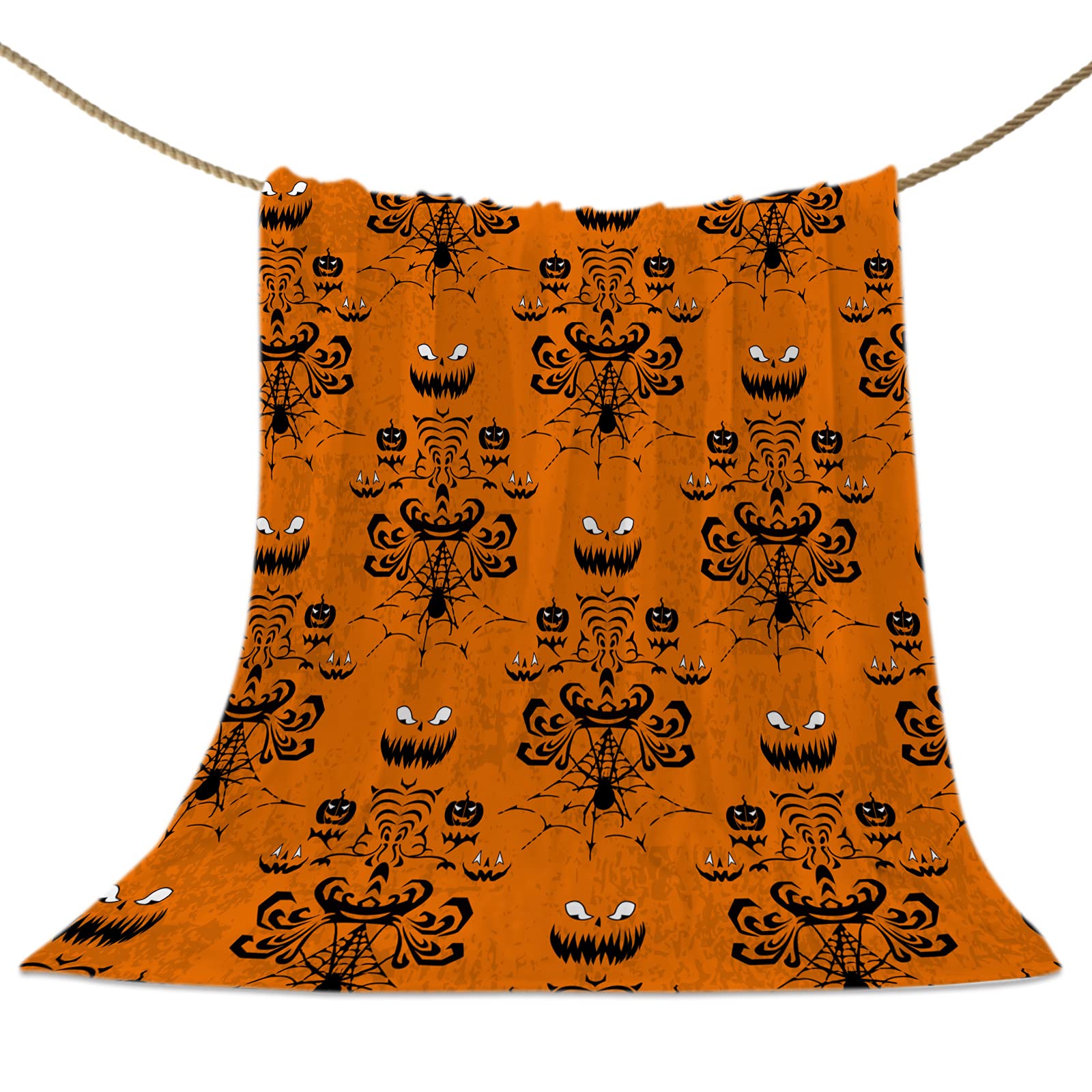 Halloween Ghost Pumpkin Flannel Throw Blanket - 60