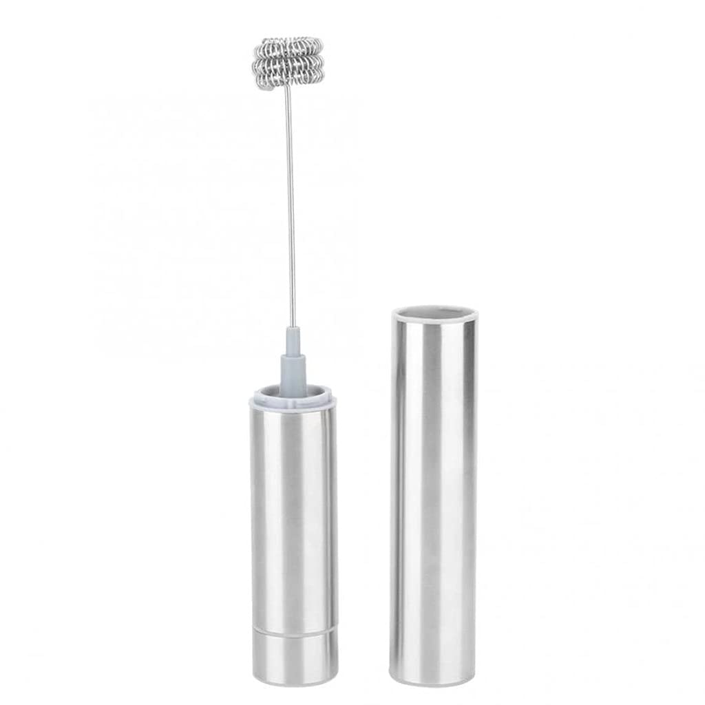 Electric Milk Frother & Cappuccino Foam Maker - Handheld Whisk for Coffee, Latte, Hot Chocolate - Silver Stainless Steel Drink Stirrer & Egg Beater - Perfect for Home, Office & Cafe Use