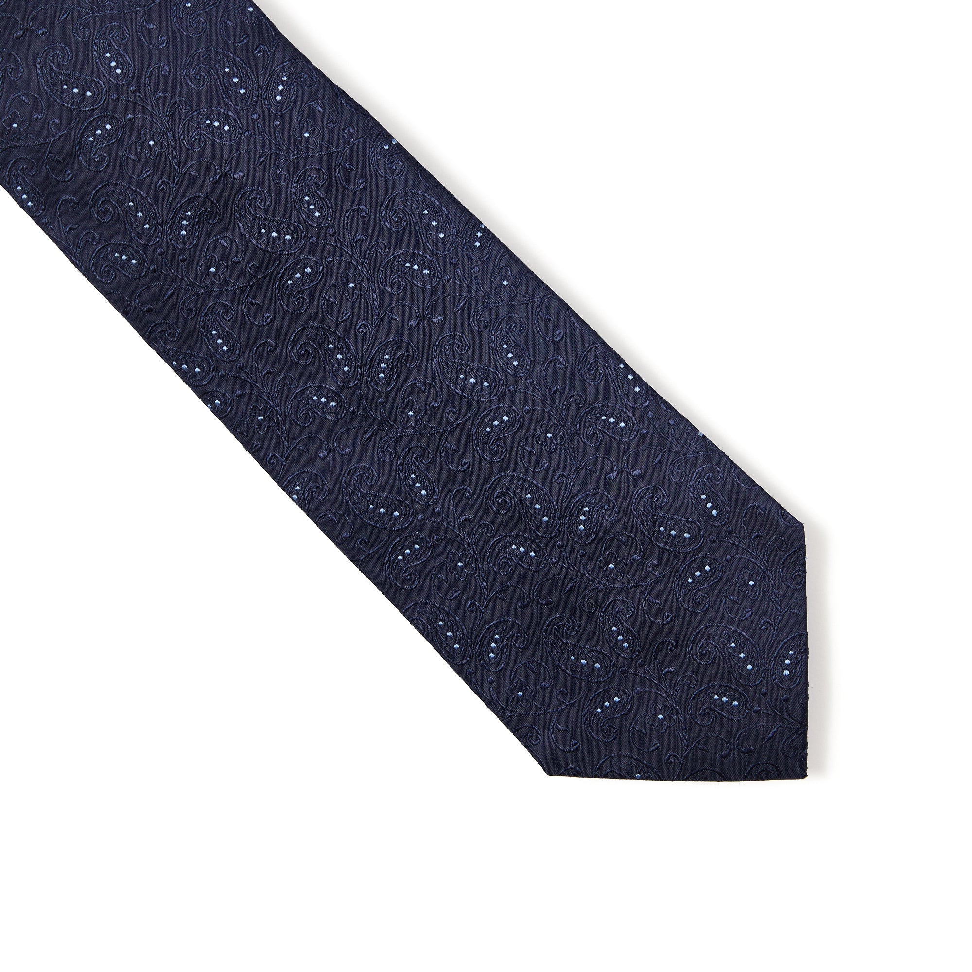 HENRY SARTORIAL Premium 3-Fold Silk Tie in Platinum Navy & Sky Blue - Perfect for Weddings, Business Meetings & Formal Events