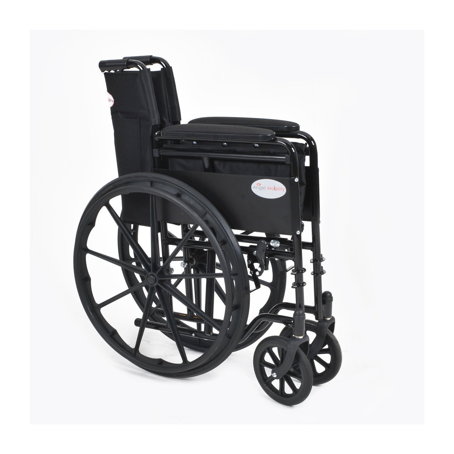 Lightweight Folding Self-Propelled Wheelchair - Stylish Black Sport Design AMW0046BF for Seniors & Adults - Perfect for Travel, Outdoor Activities & Daily Mobility