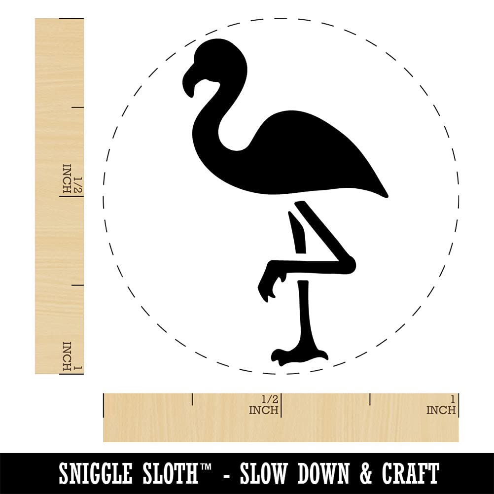 Standing Flamingo Self-Inking Rubber Stamp - 1 Inch Medium Blue Ink Stamp for Crafting, Scrapbooking, Planner Decoration & DIY Projects - Perfect for Journals, Cards, and Gift Wrapping