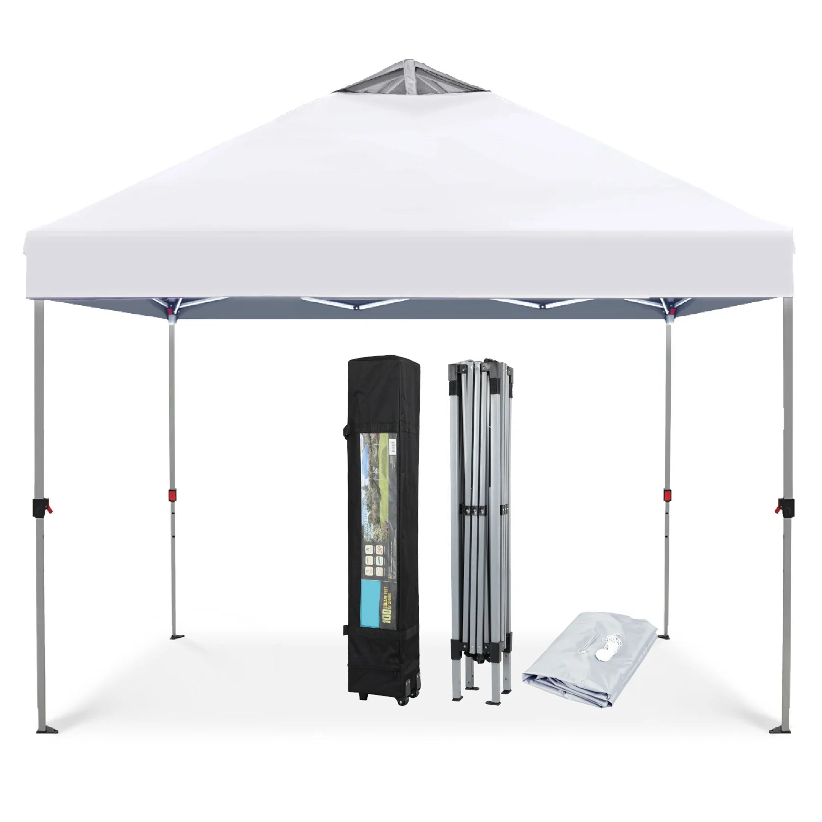PHI VILLA 10'x10' Pop Up Canopy Tent - 3 Adjustable Heights, Portable Instant Shelter with Carry Bag - Perfect for Outdoor Events, Camping, Picnics, and Beach Parties