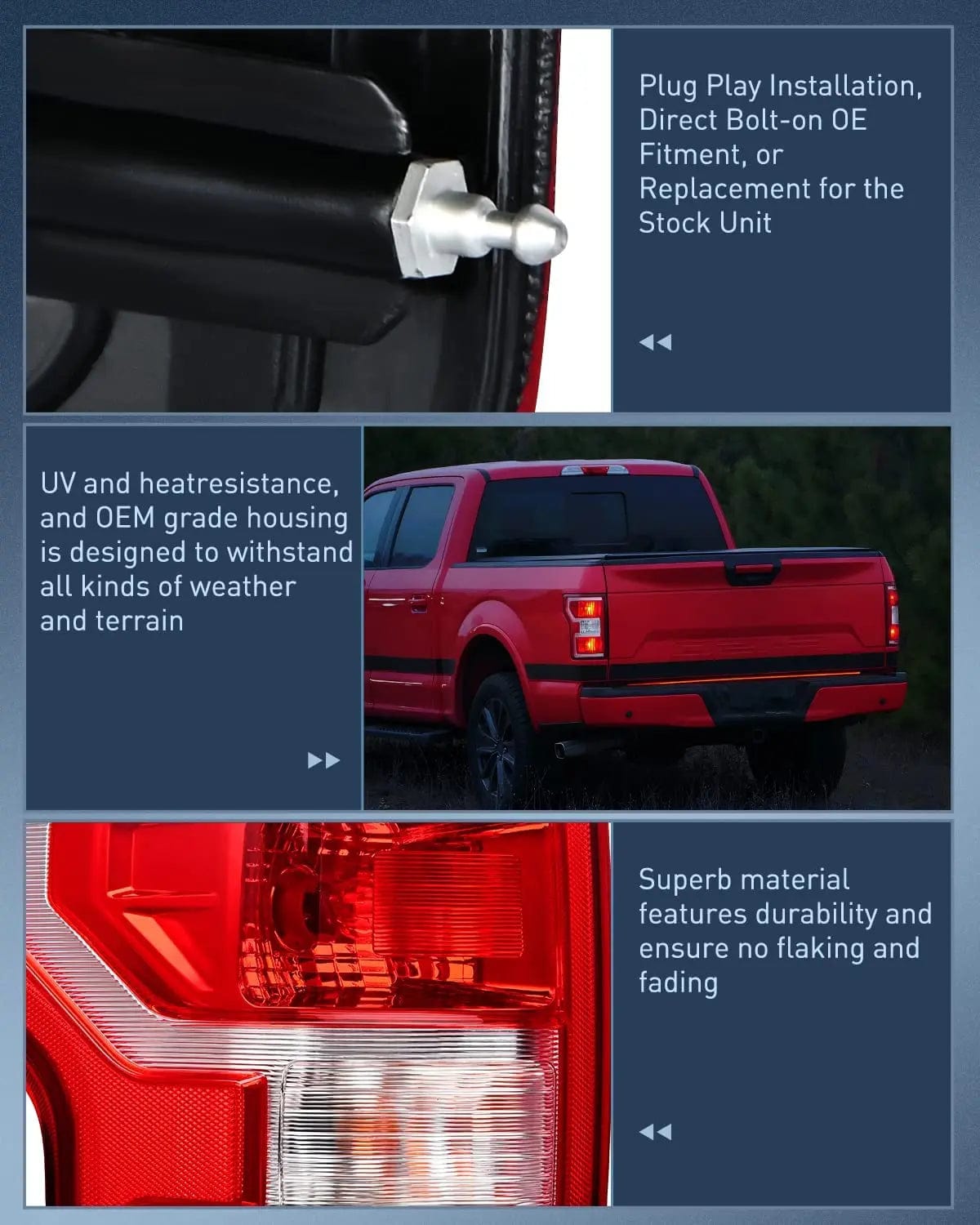 2018-2020 Ford F150 Driver Side Tail Light Assembly - OE Style Red Housing with Bulbs & Wiring Harness - Perfect for Replacement & Night Driving Safety