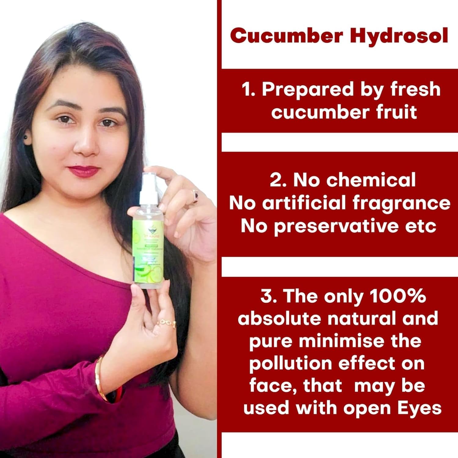 SHAKTI NATURAL Cucumber Face Toner 51ml | Enriched with Cucumber Extract & Vitamin C | Reduces Inflammation, Prevents Acne, Controls Oil & Removes Makeup | Alcohol-Free Facial Toner for Men & Women | Perfect for Daily Skincare Routine & Post-Workout Refreshment