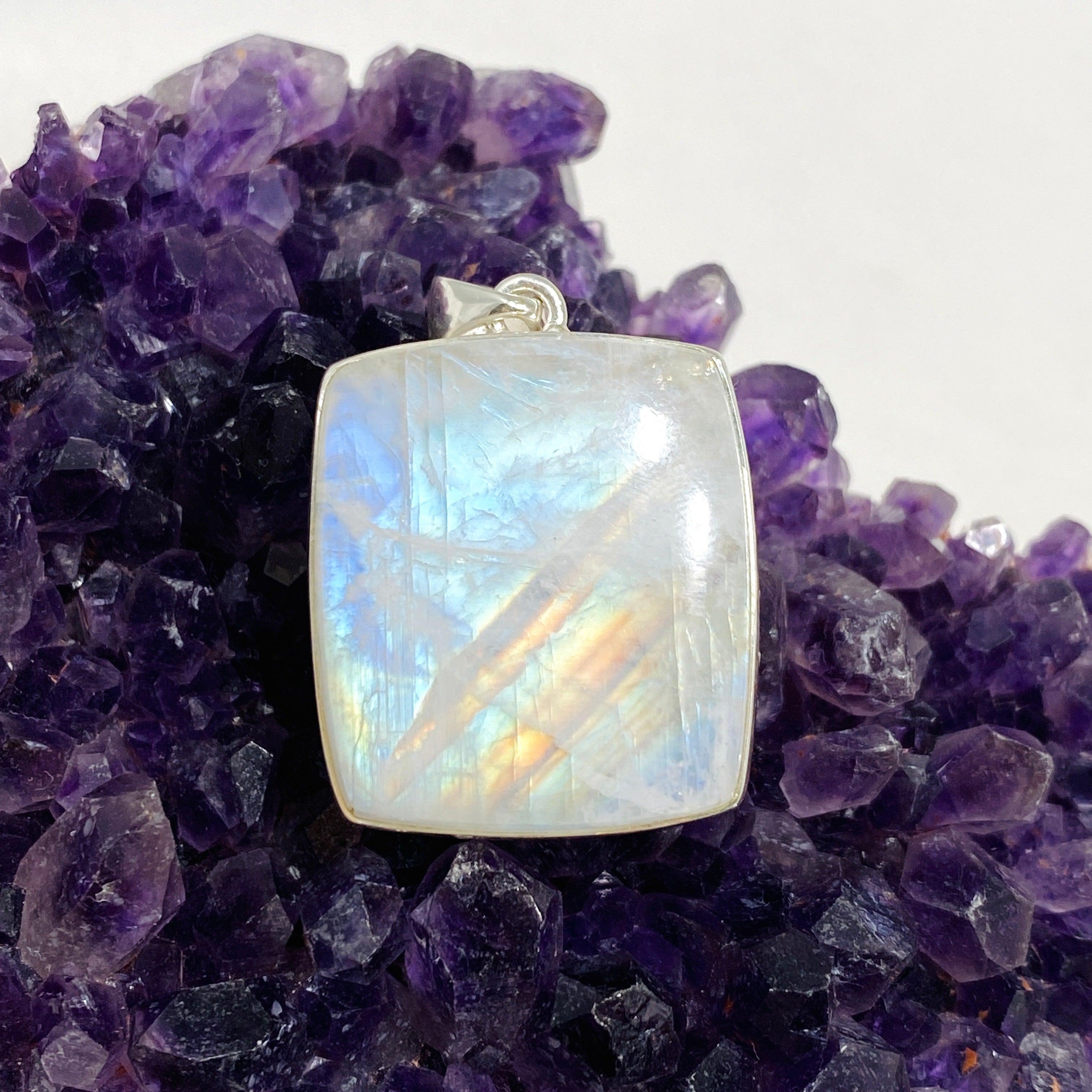 Moonstone Square Pendant Necklace - 925 Sterling Silver Jewelry for Women, Elegant Gift for Birthday, Anniversary & Special Occasions | Perfect for Boho, Hippie & Everyday Wear