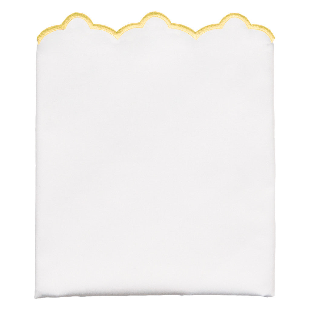 Premium Yellow Scalloped Embroidered Pillowcase Set of 2 - Luxury Bedding for Master Bedroom, Guest Room & Home Decor