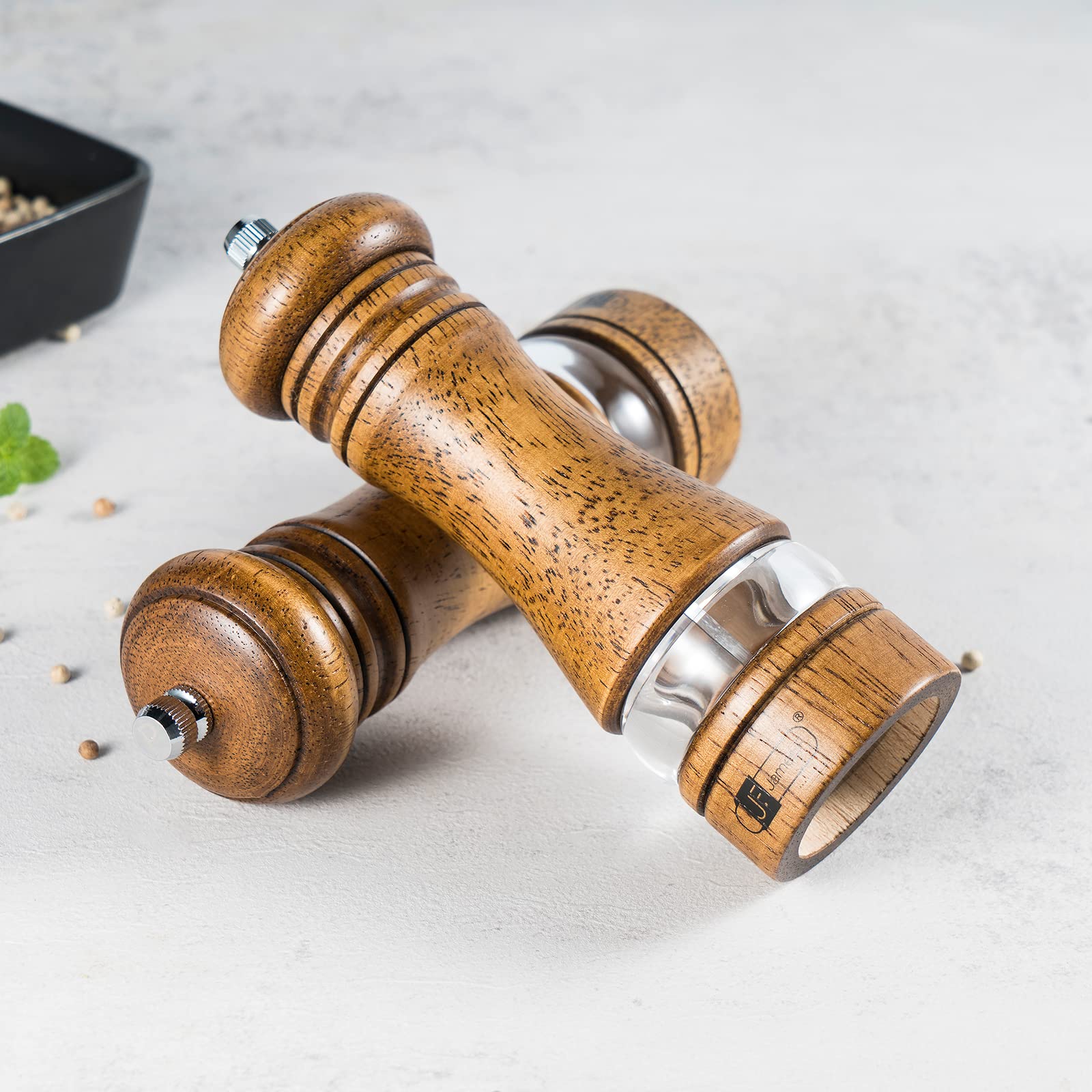 Premium Wooden Salt and Pepper Grinder Set - 6.5