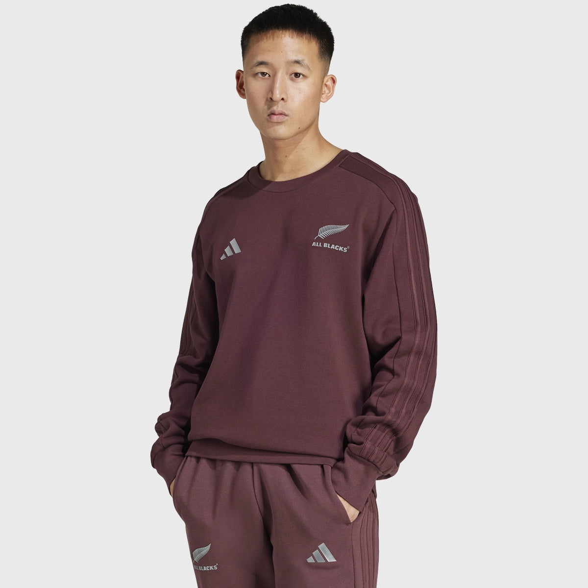 Adidas All Blacks Crew Neck Sweatshirt - Aurora Ruby Red | Comfortable & Stylish Rugby Fan Apparel for Men | Perfect for Game Day & Casual Wear