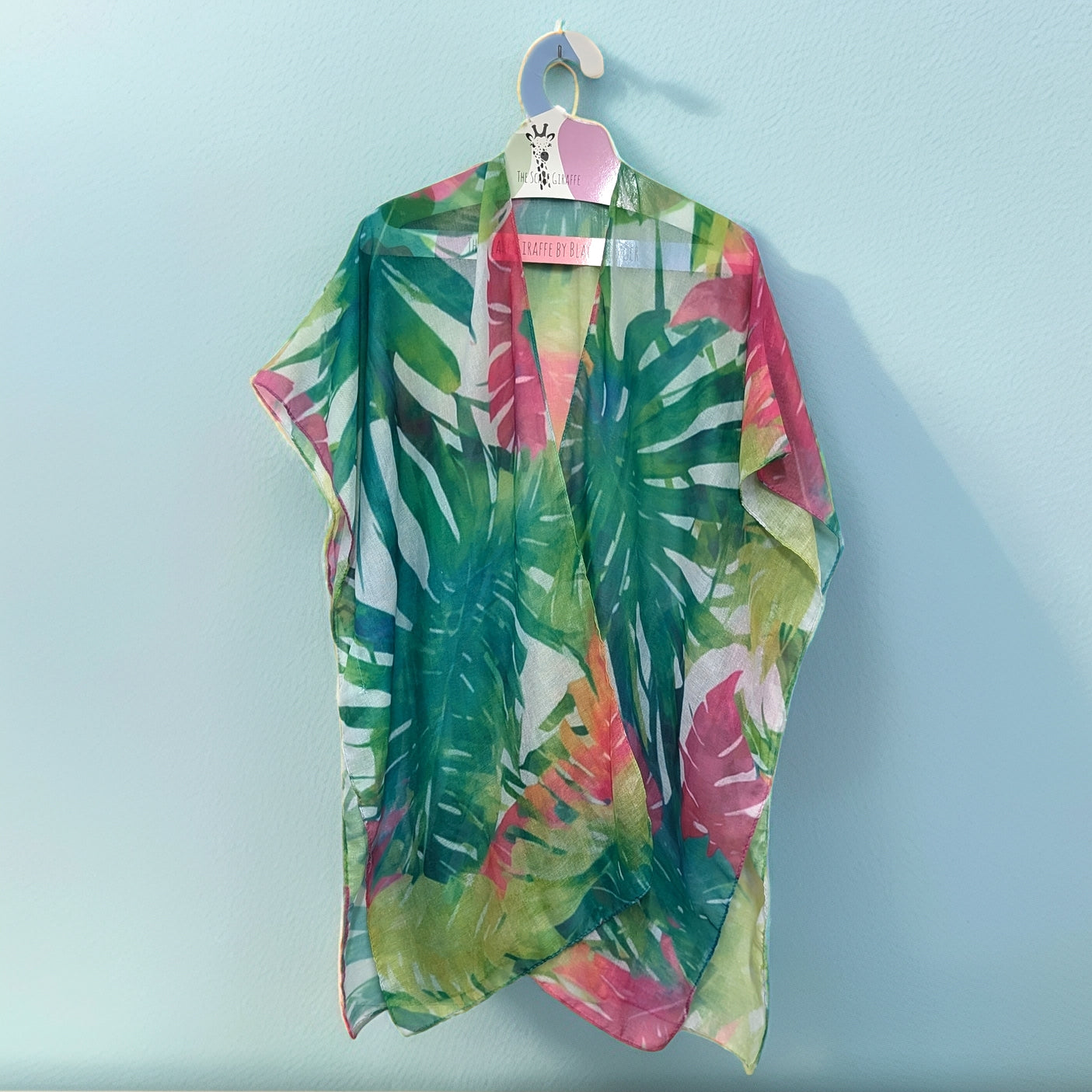 Exclusive Bright Tropical Flowers Kaftan (90x180cm) - Lightweight Beach Cover Up for Women, Summer Vacation Dress, Poolside Lounging, Boho Chic Outfit