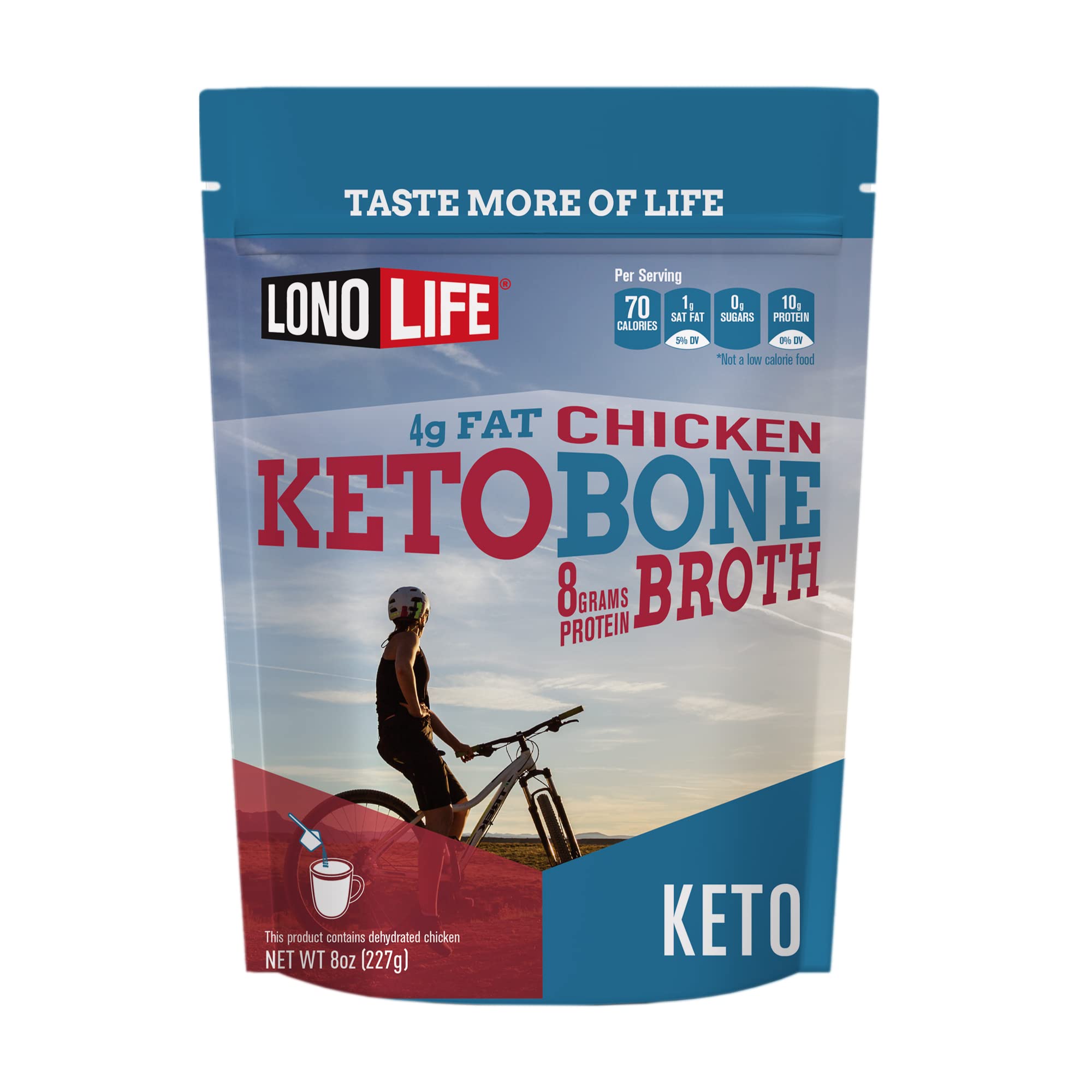 LonoLife Keto Chicken Bone Broth Powder Mix - High Protein 10g, Collagen Rich, Keto & Paleo Diet Friendly | All Natural Ingredients | 8oz Bulk Container (15 Servings) | Perfect for Weight Loss, Gut Health & Immune Support