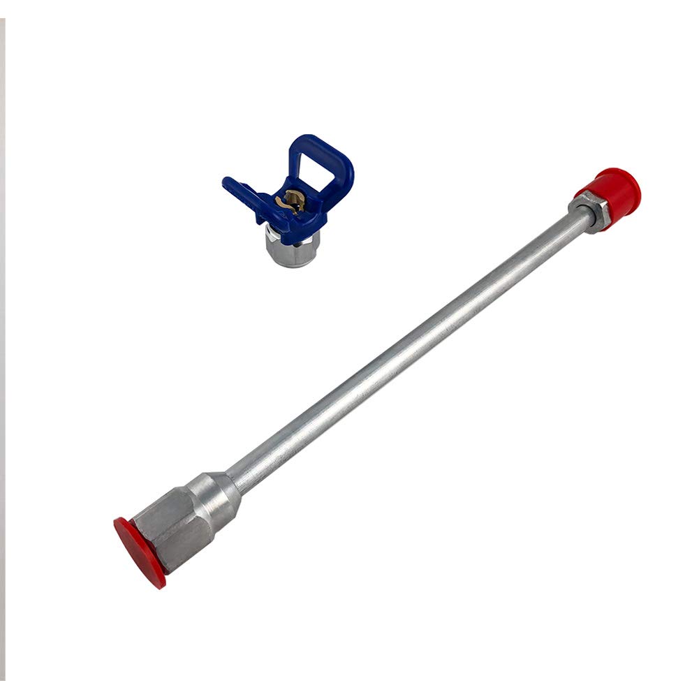 QWORK Airless Paint Spray Gun Kit with Extension Pole & Nozzle Guard - for Home & Professional Painting