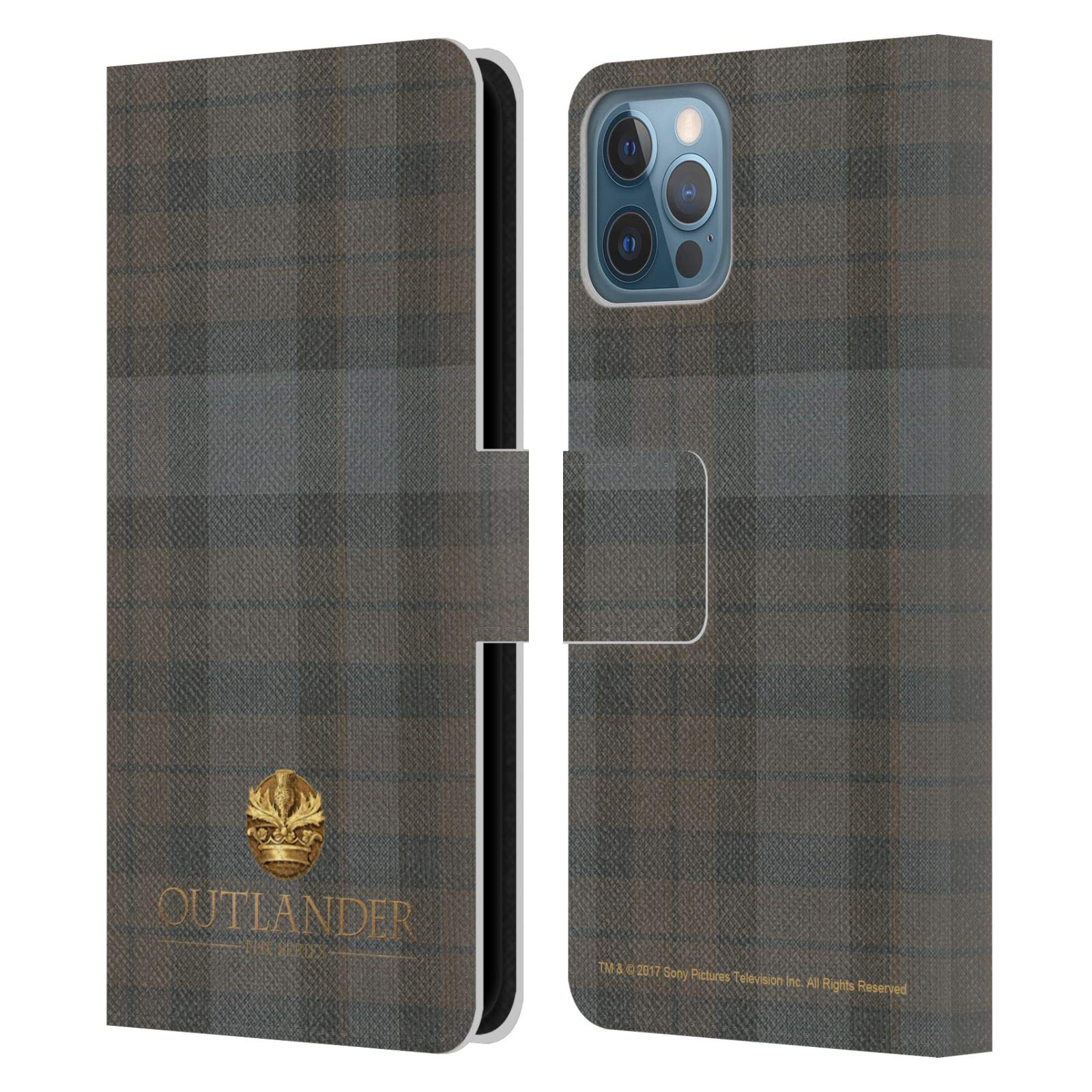 Official Outlander Plaid Tartan Leather Book Wallet Case for iPhone 12/12 Pro - Scottish Inspired Design, Perfect for Fans & Daily Use