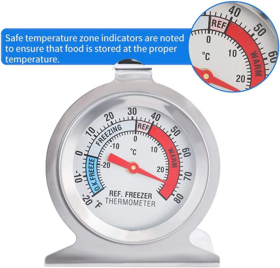Fuyamp 4-Pack Large Dial Refrigerator Freezer Thermometer - Accurate Temperature Monitor for Fridge, Cooler & Freezer - Perfect for Home Kitchen, Restaurant & Food Storage Safety