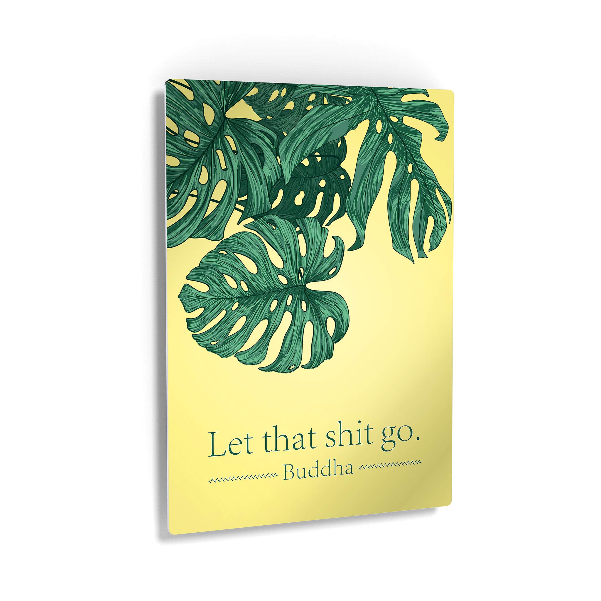 Funny Buddha Quote Metal Print - 'Let That Shit Go' Bathroom Wall Art Decor | 36x24 Inch Ready-to-Hang Home Decoration | Made in USA | Perfect for Bathroom, Spa, Meditation Room & Zen Home Decor