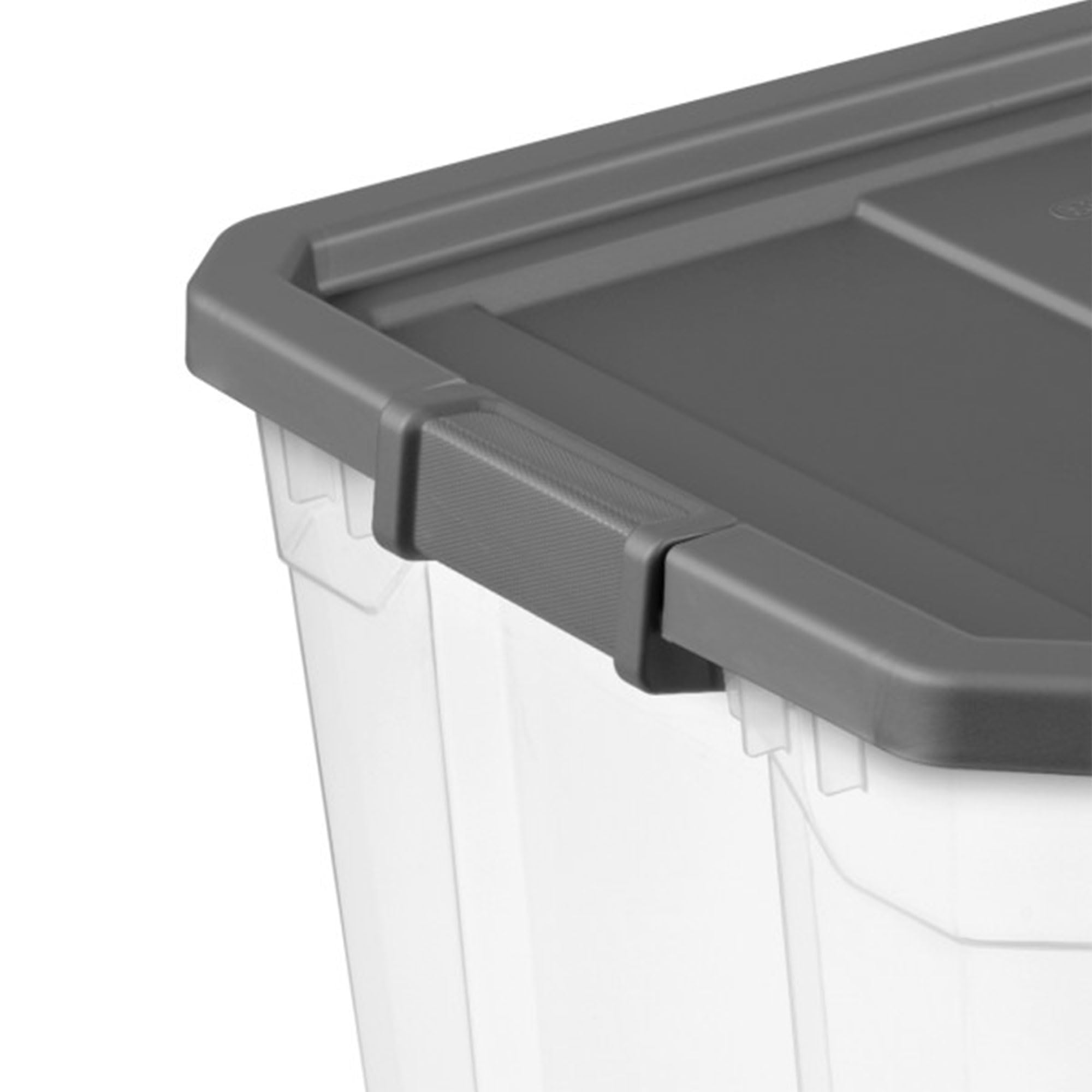 Sterilite 4-Pack 108 Quart Clear Plastic Storage Bins with Latching Lids - Durable Modular Stackable Organizer Boxes for Home, Office, Closet & Garage Organization