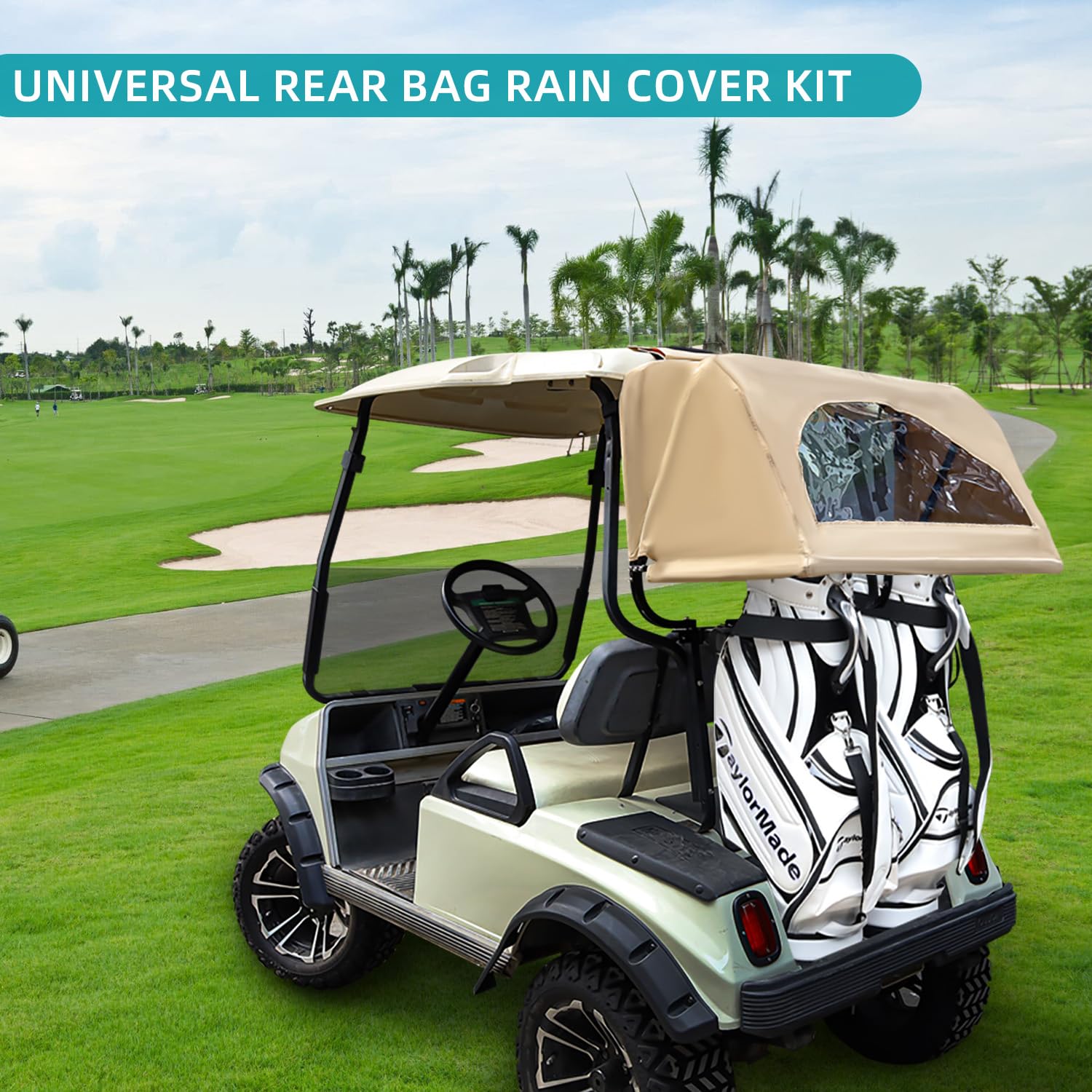 Universal Rear Bag Rain Cover Kit for Golf Carts - Waterproof Protection for Golf Bags & Clubs - Perfect for Rainy Days & Outdoor Golfing